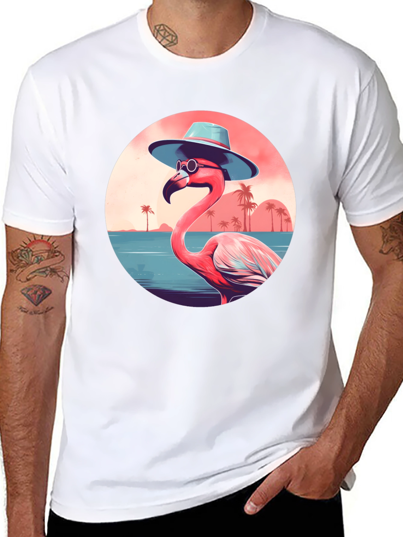 Tropical Flamingo Graphic Tee - Summer Vibes