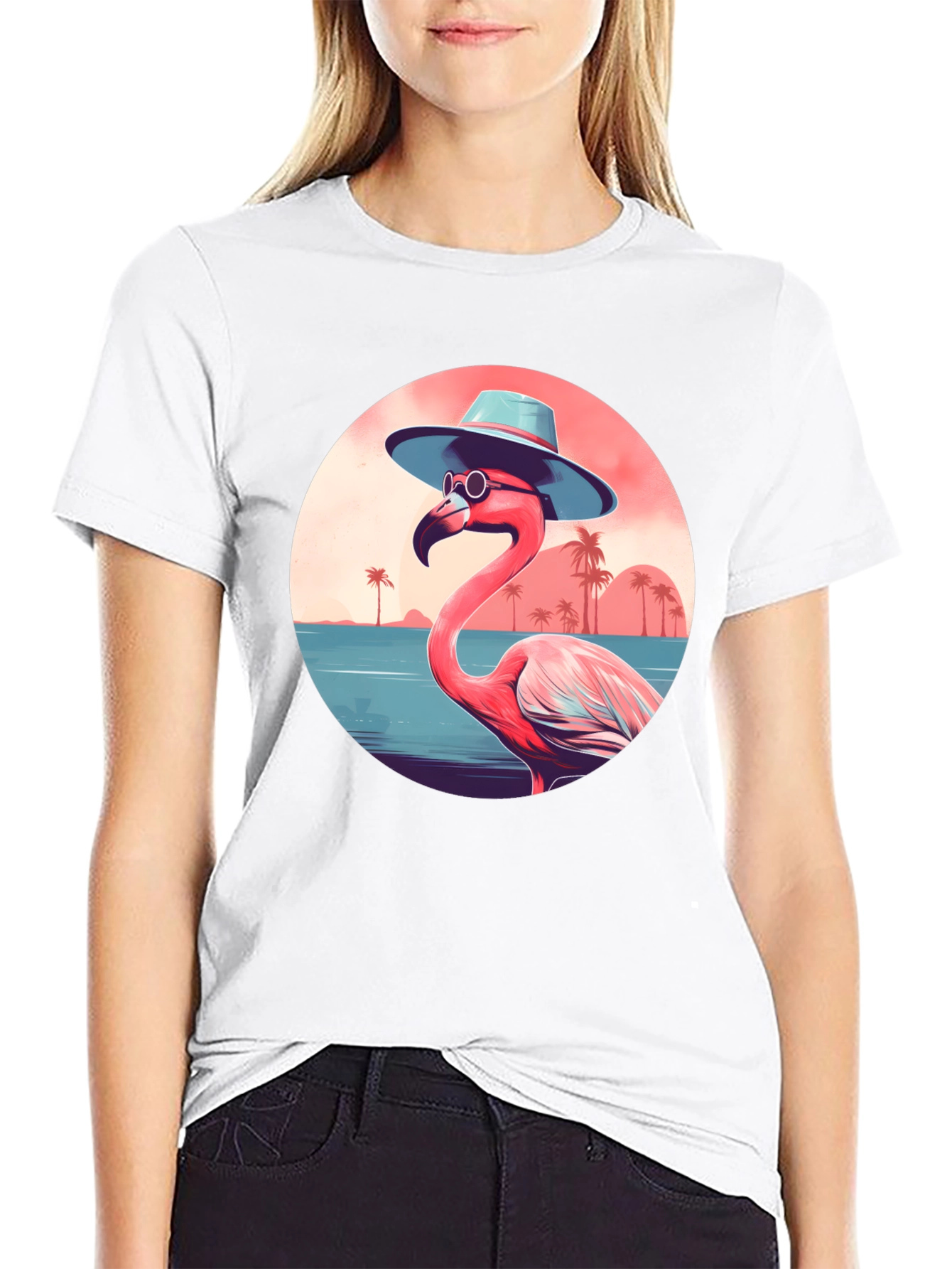 Tropical Flamingo Graphic Tee - Summer Vibes