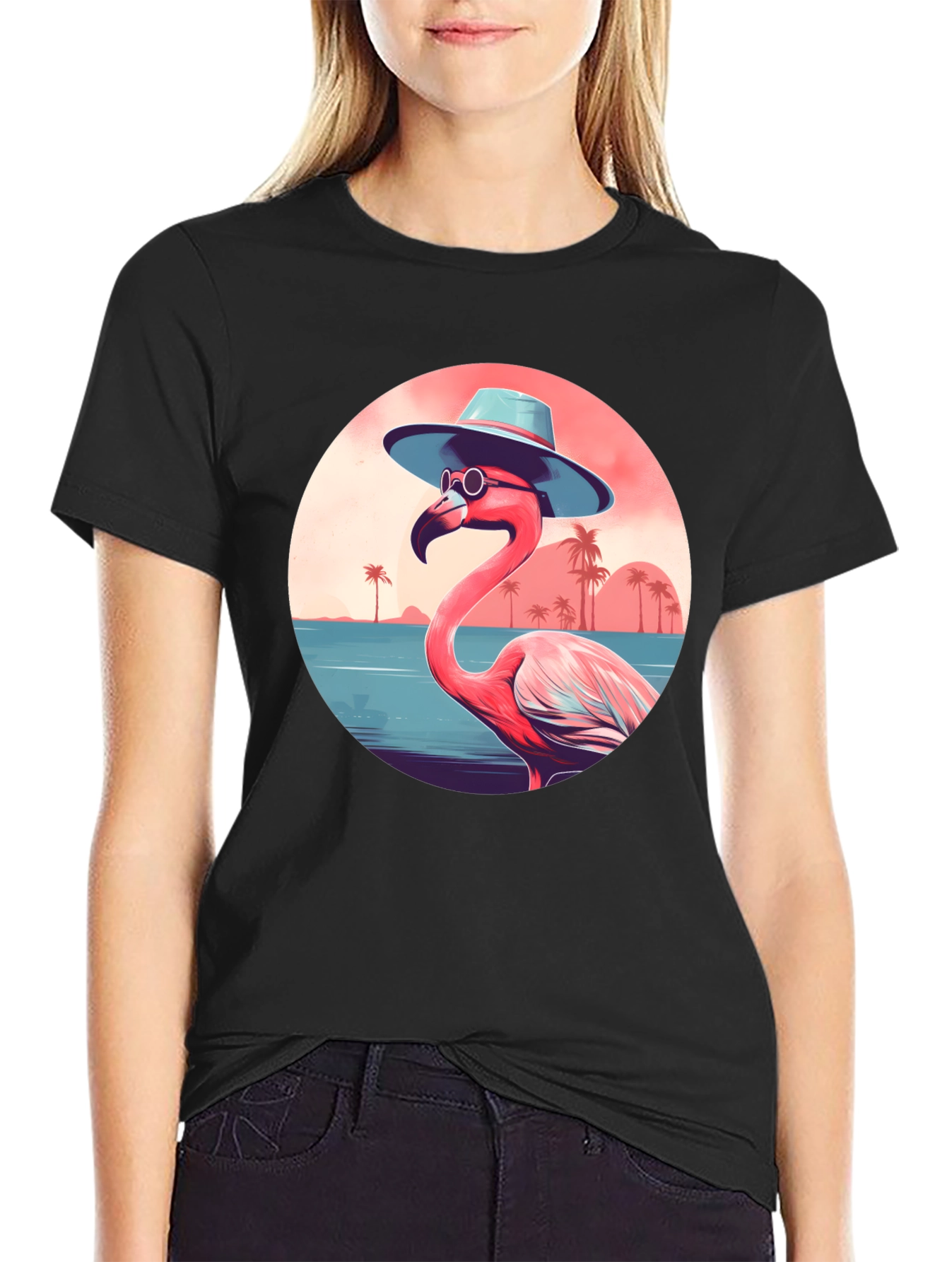 Tropical Flamingo Graphic Tee - Summer Vibes