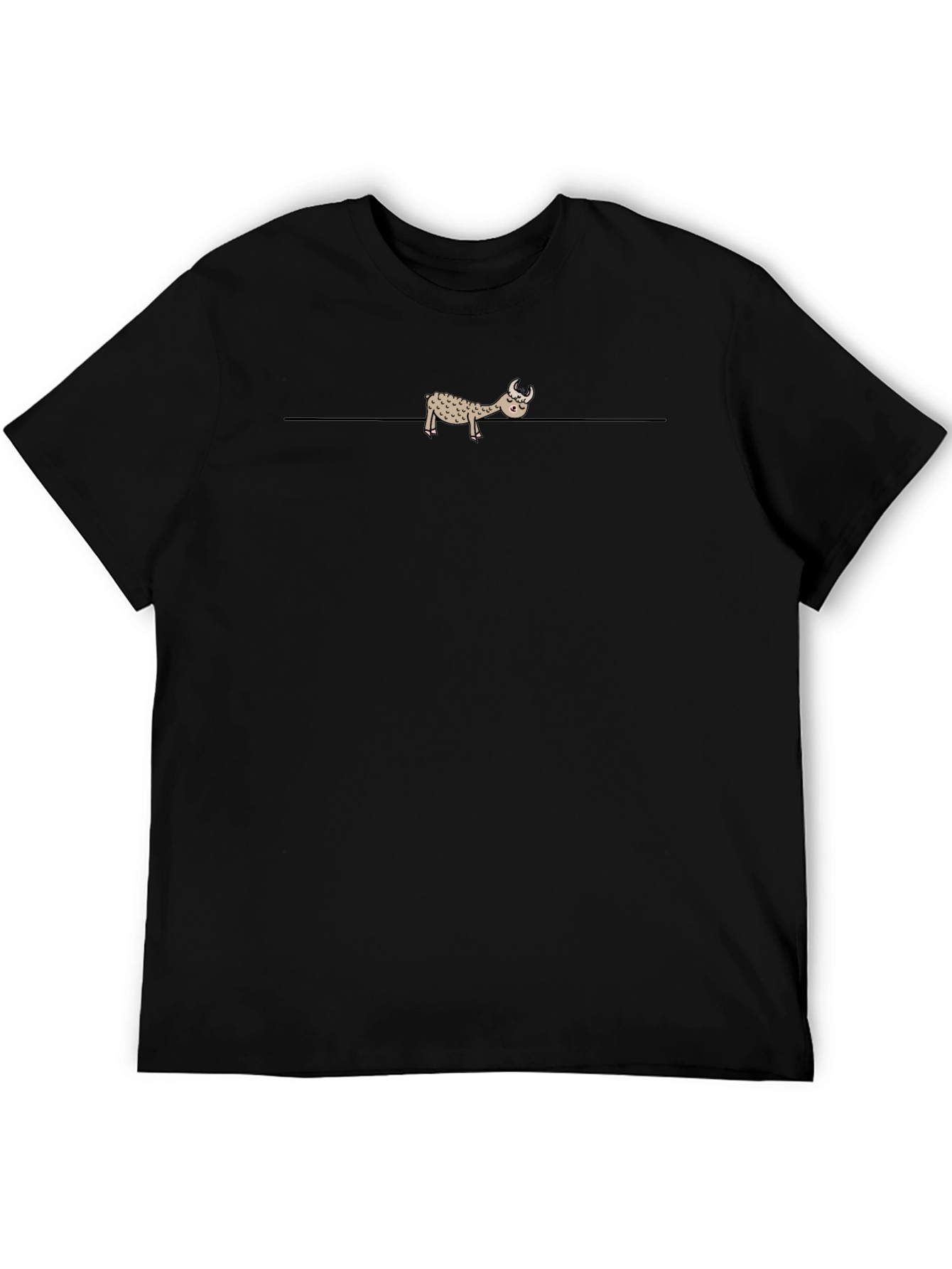 Black T-Shirt with Cartoon Llama Print