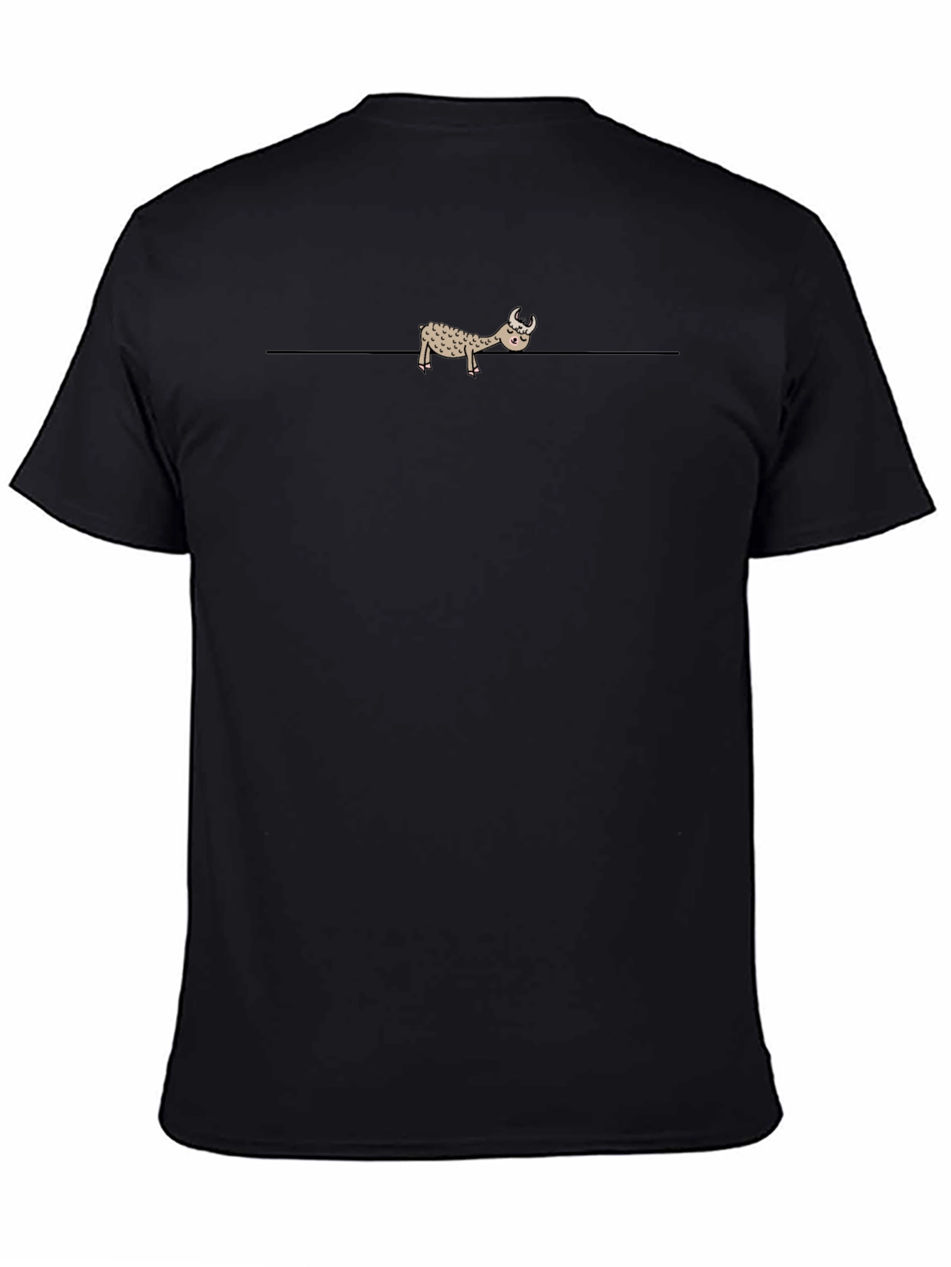 Black T-Shirt with Cartoon Llama Print