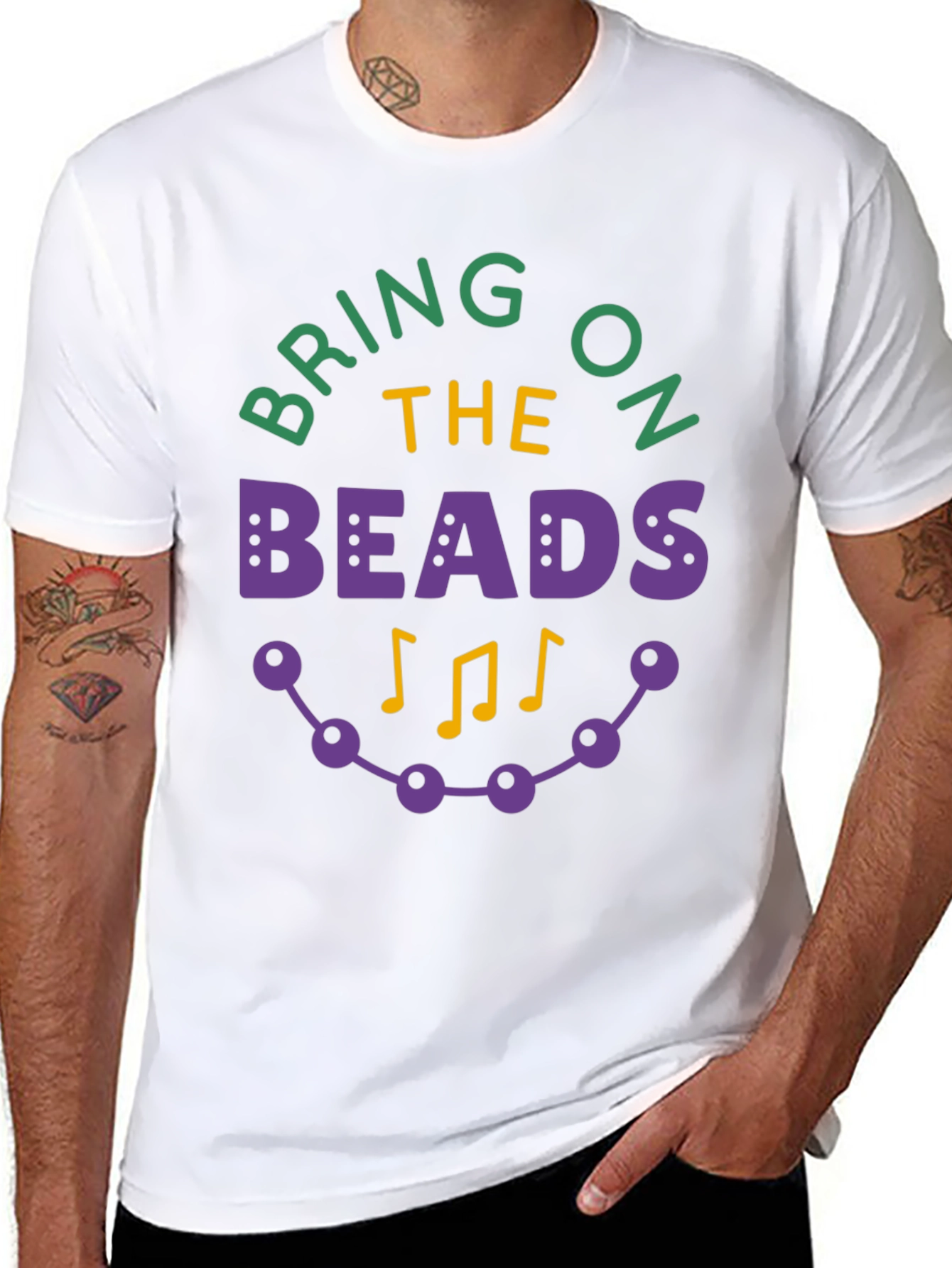 Mardi Gras Bring on the Beads Graphic T-Shirt