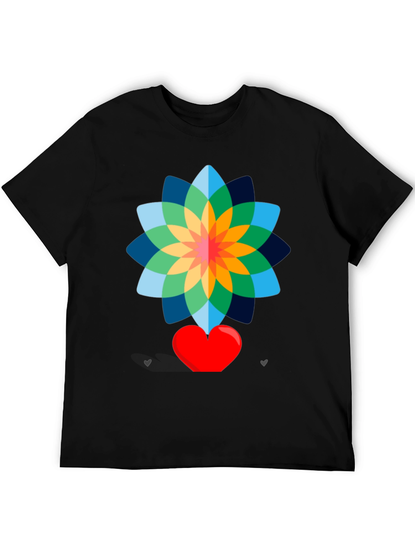 Floral Heart Graphic Tee - Stylish Black T-Shirt