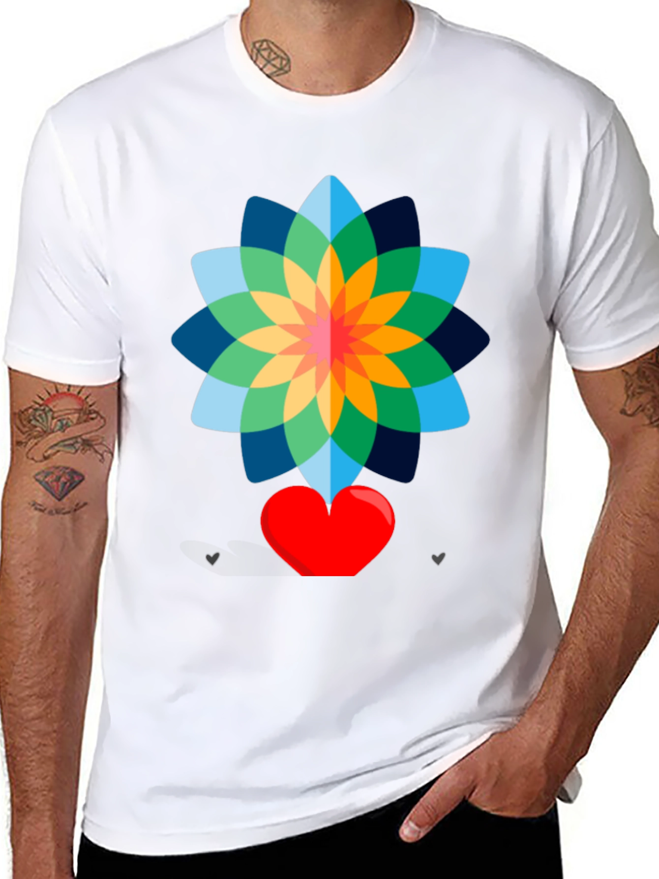 Floral Heart Graphic Tee - Stylish Black T-Shirt