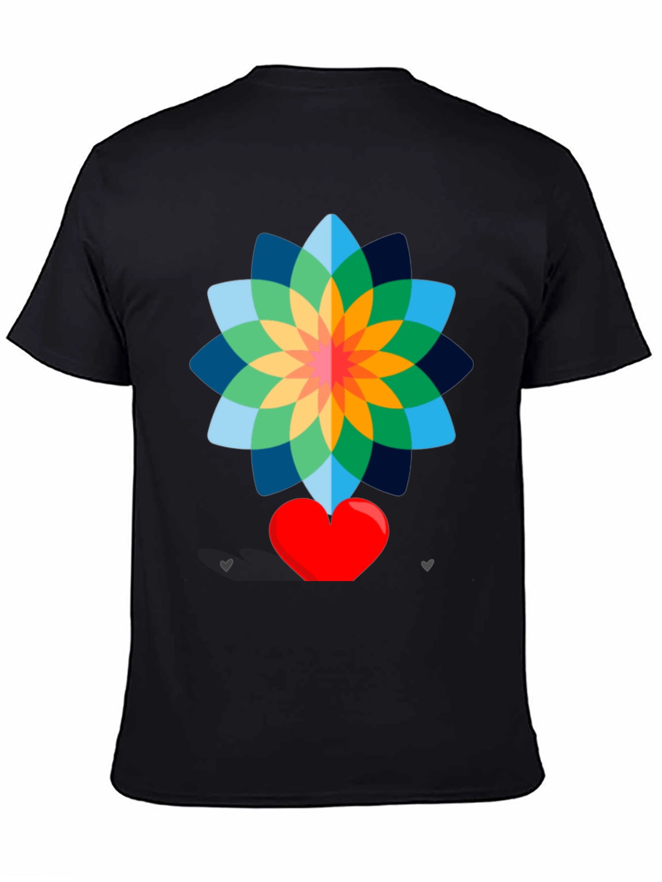 Floral Heart Graphic Tee - Stylish Black T-Shirt
