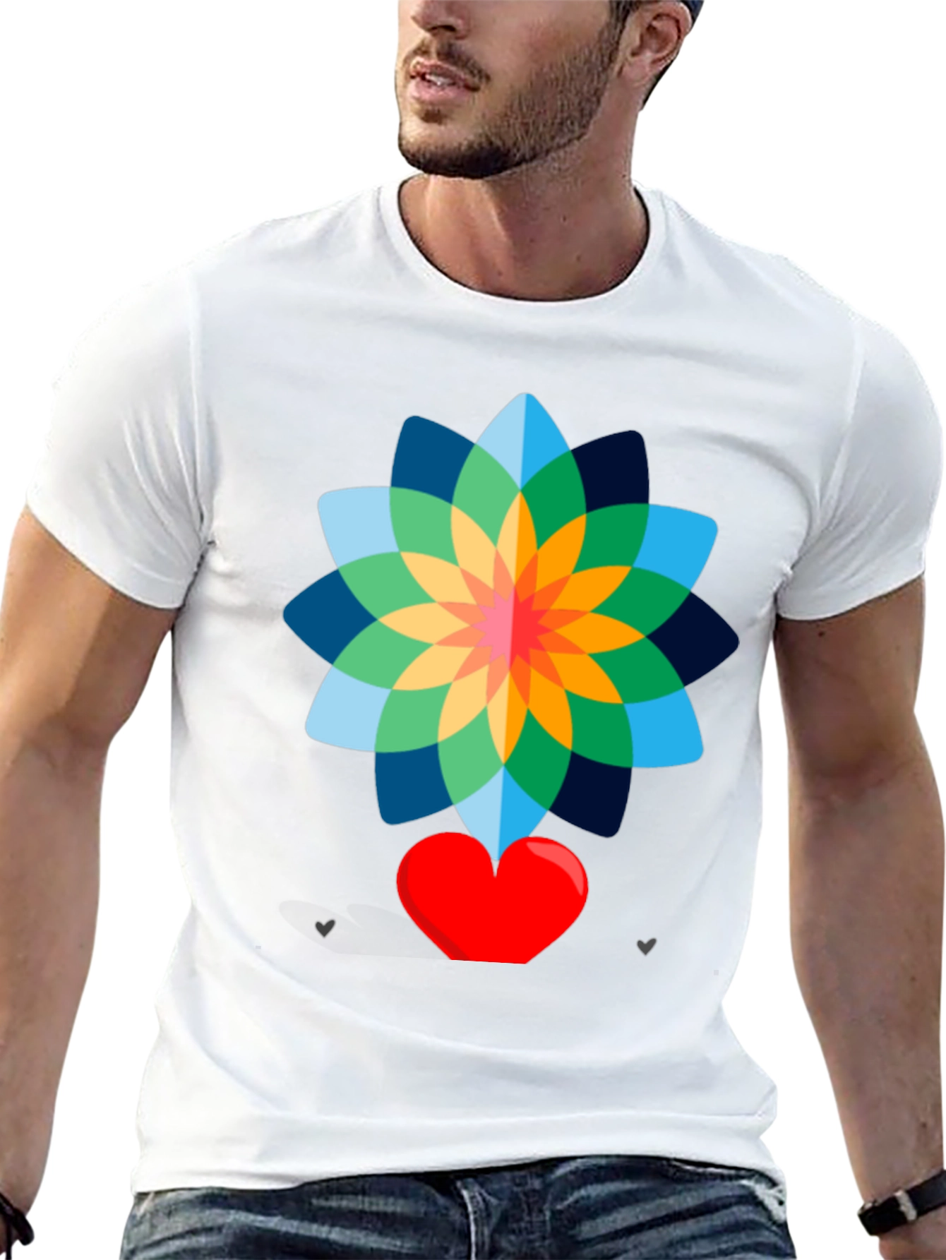 Floral Heart Graphic Tee - Stylish Black T-Shirt