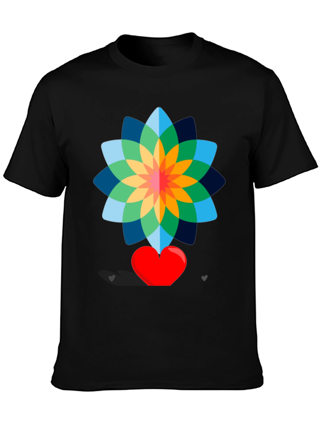 Floral Heart Graphic Tee - Stylish Black T-Shirt