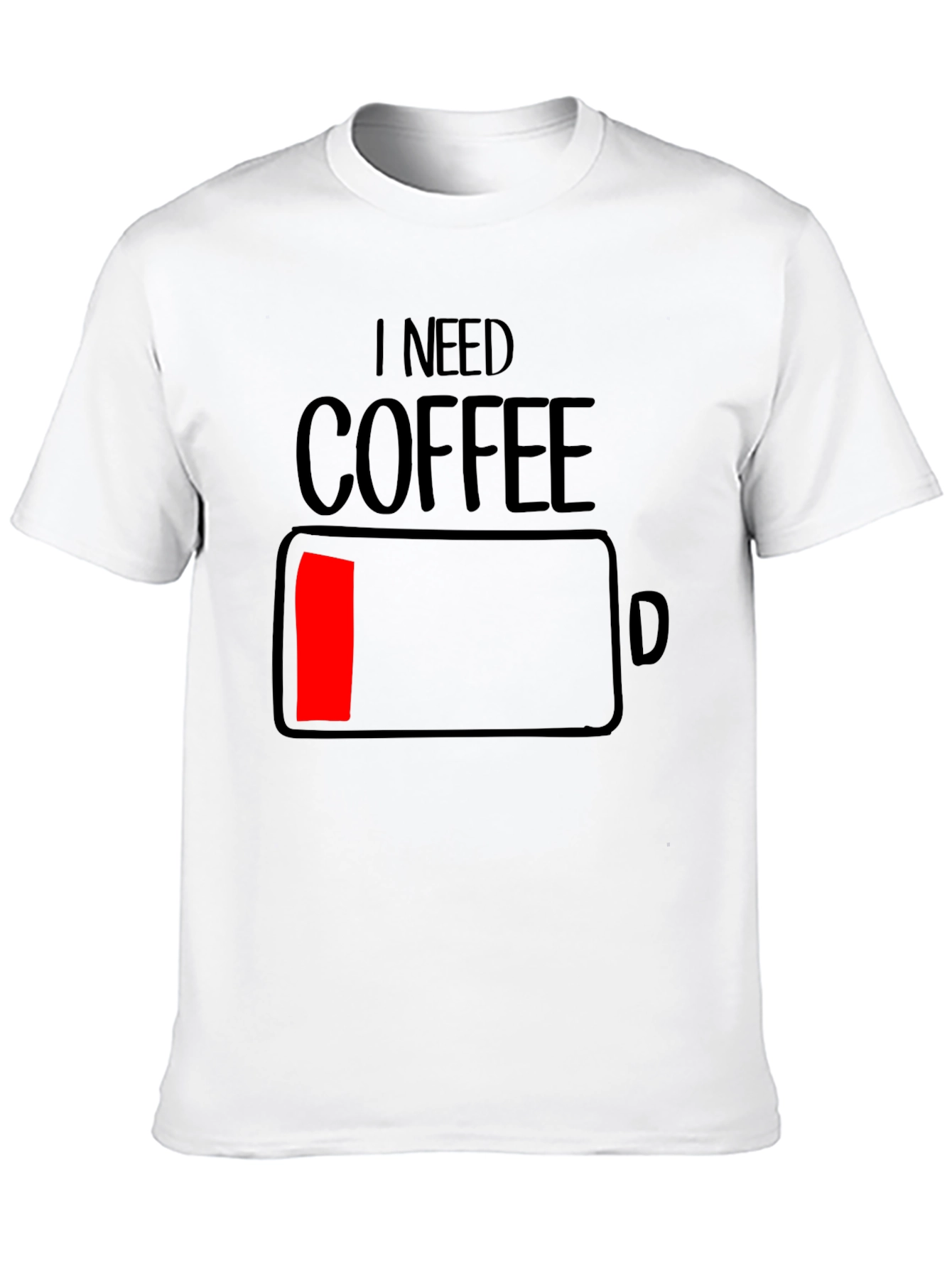 I Need Coffee - Funny Low Battery T-Shirt