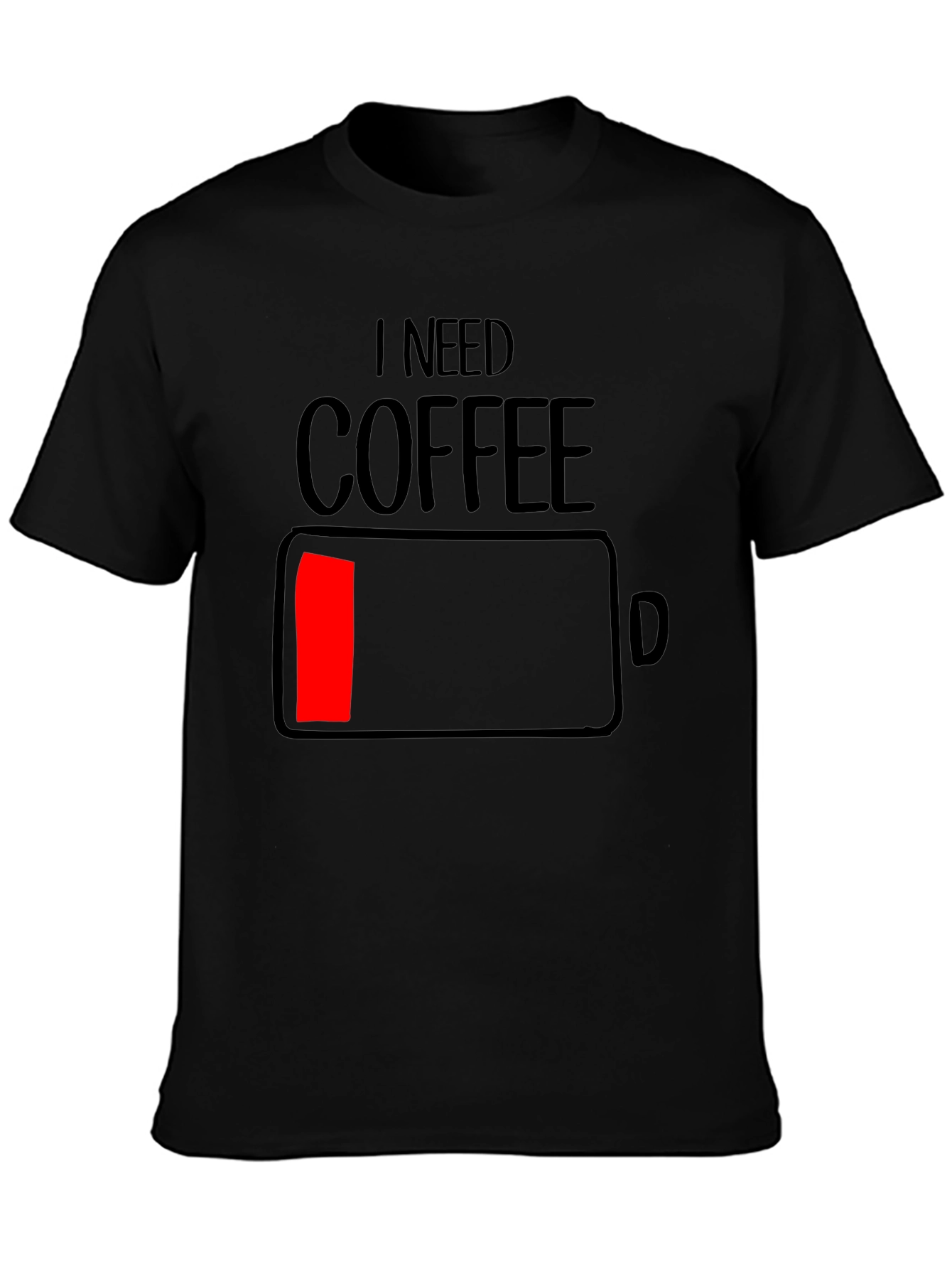 I Need Coffee - Funny Low Battery T-Shirt