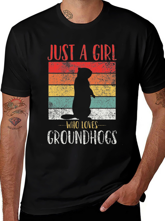 Girl Who Loves Groundhogs Retro T-Shirt