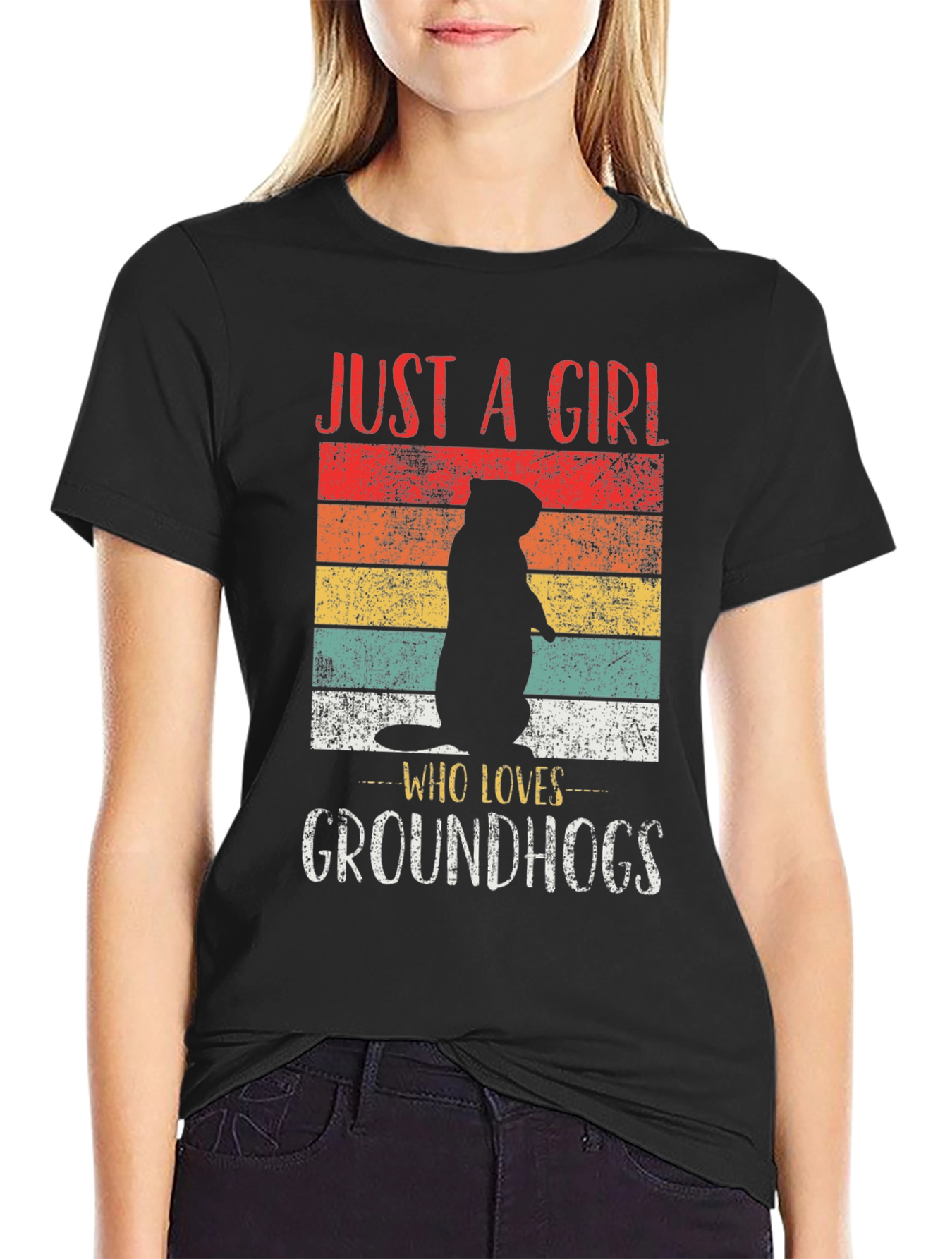 Girl Who Loves Groundhogs Retro T-Shirt