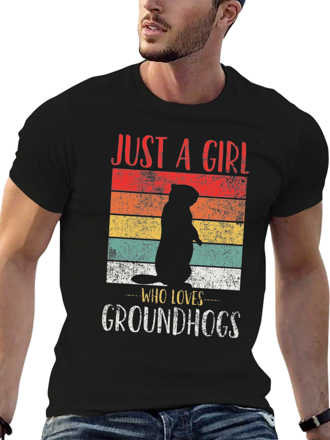 Girl Who Loves Groundhogs Retro T-Shirt