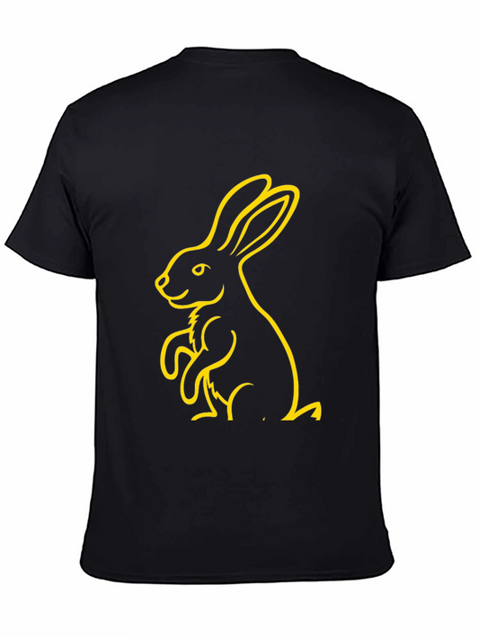 Black T-Shirt with Yellow Rabbit Graphic