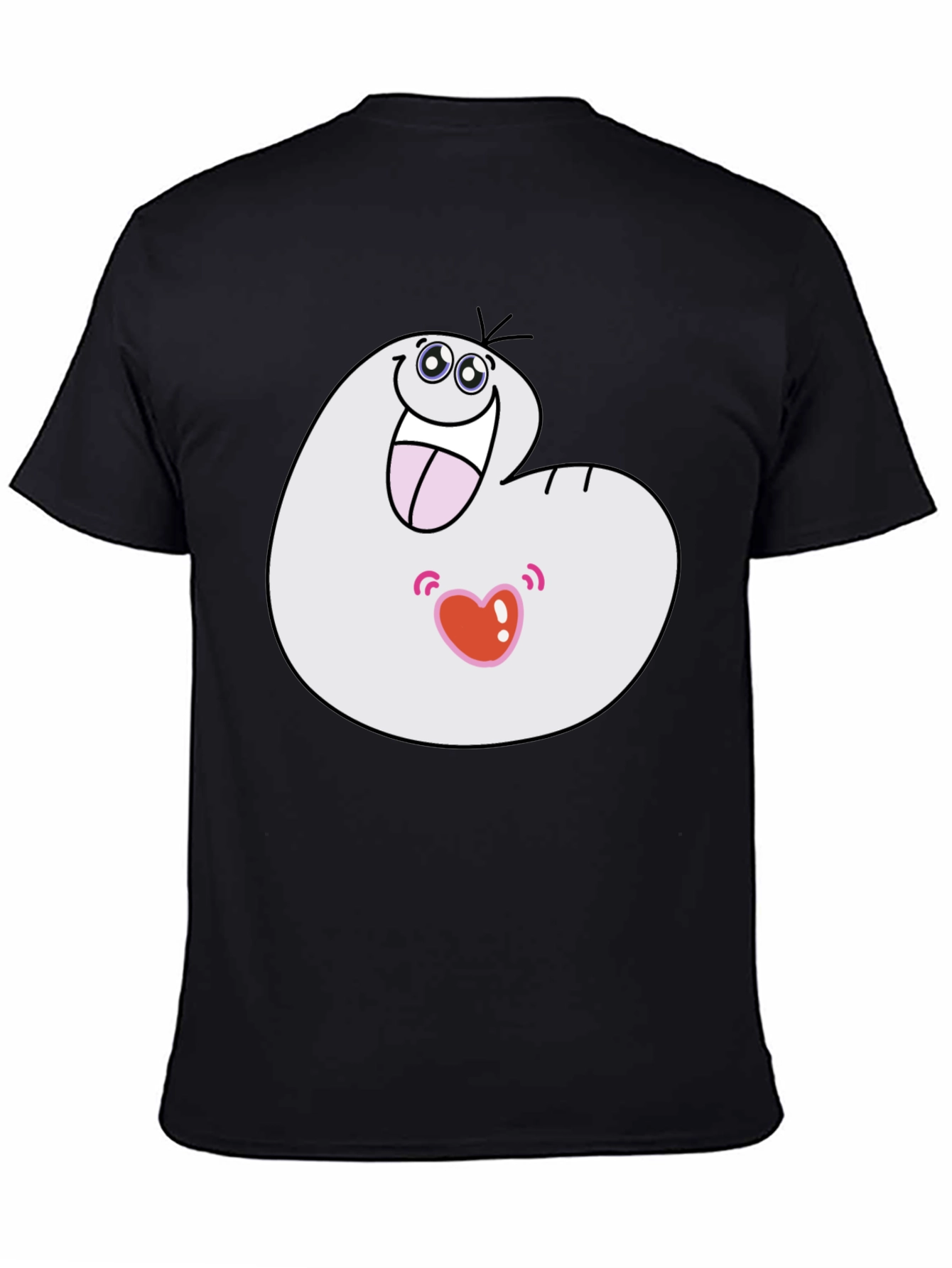 Funny Cartoon Character Graphic T-Shirt - Black