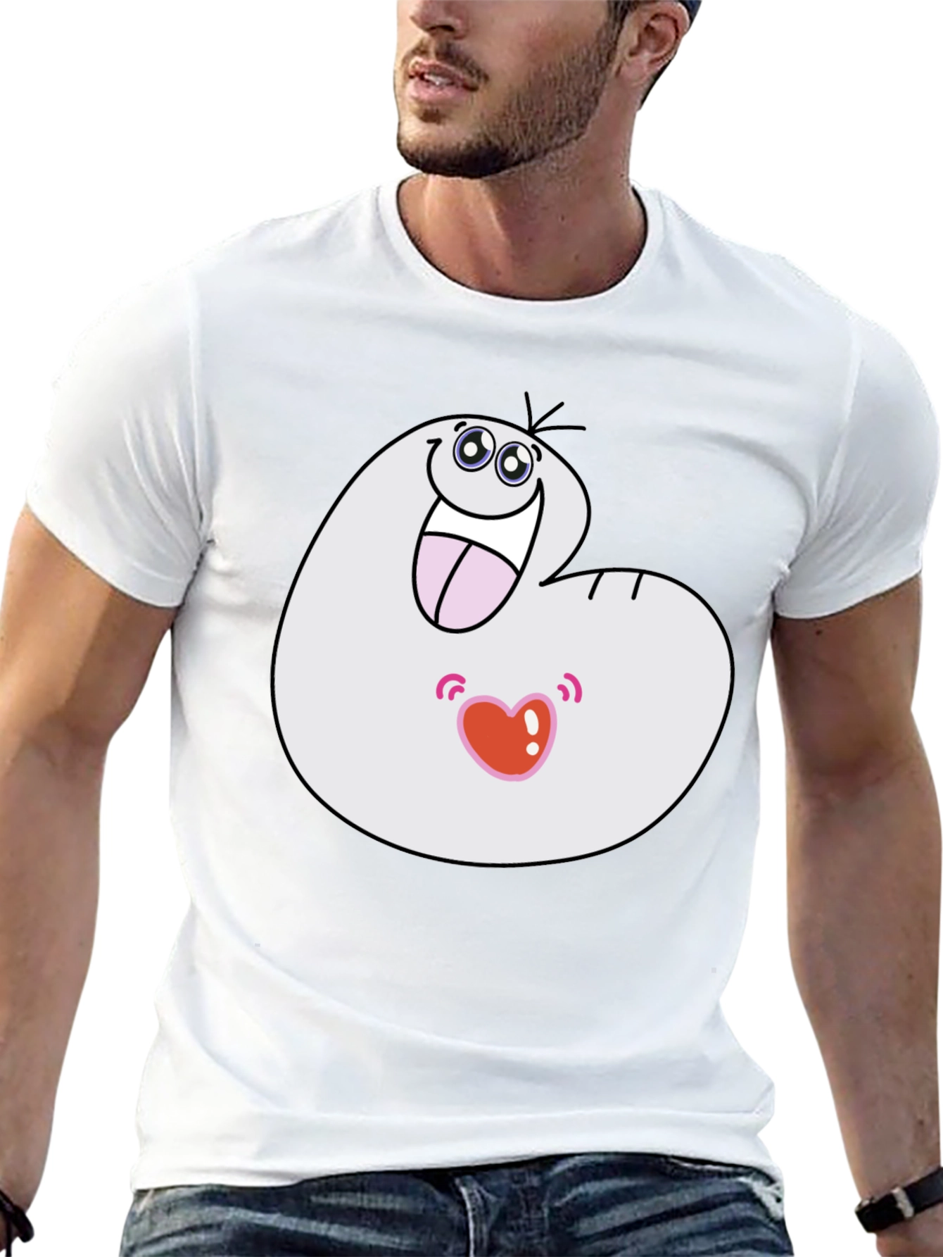 Funny Cartoon Character Graphic T-Shirt - Black