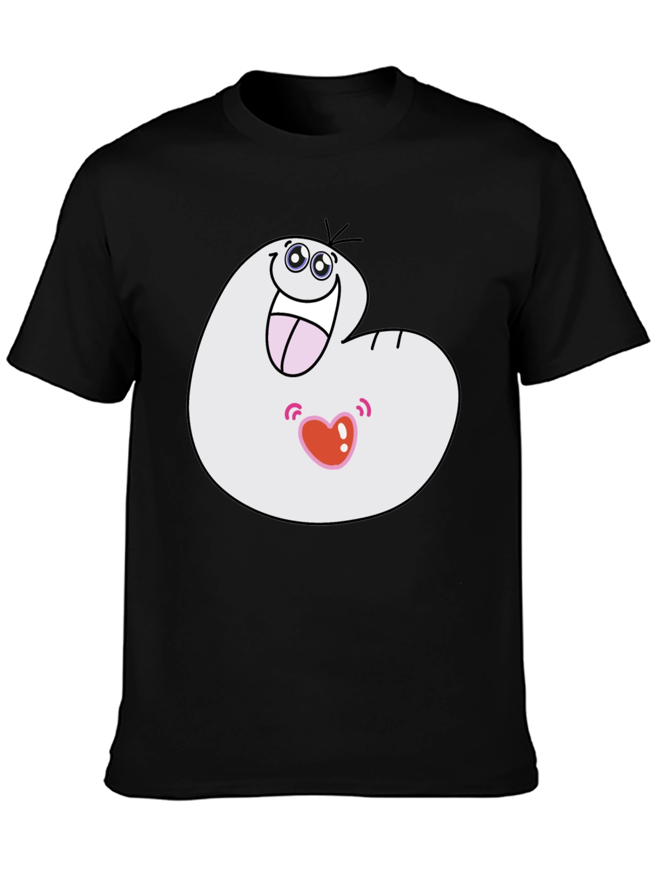 Funny Cartoon Character Graphic T-Shirt - Black