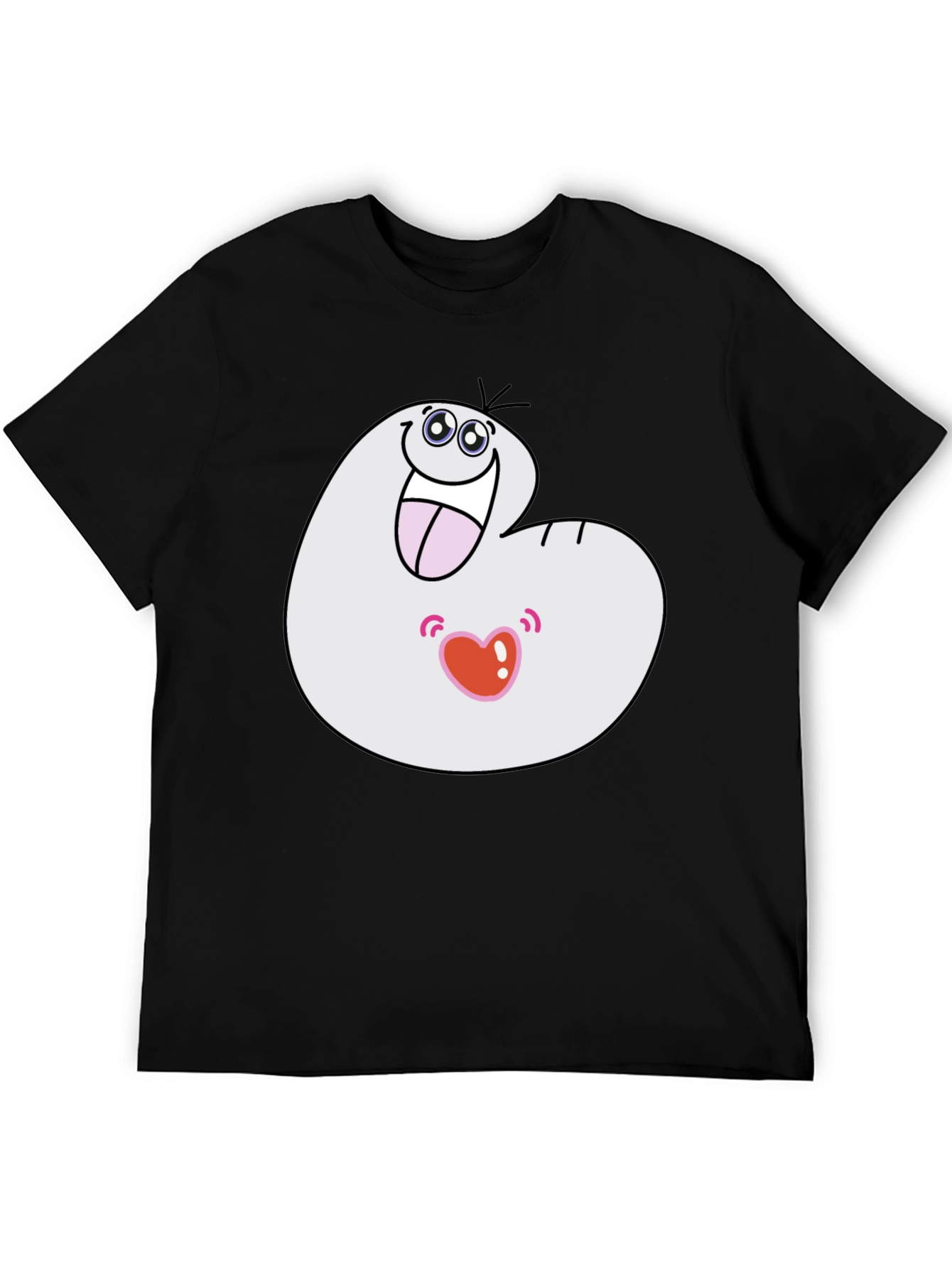 Funny Cartoon Character Graphic T-Shirt - Black