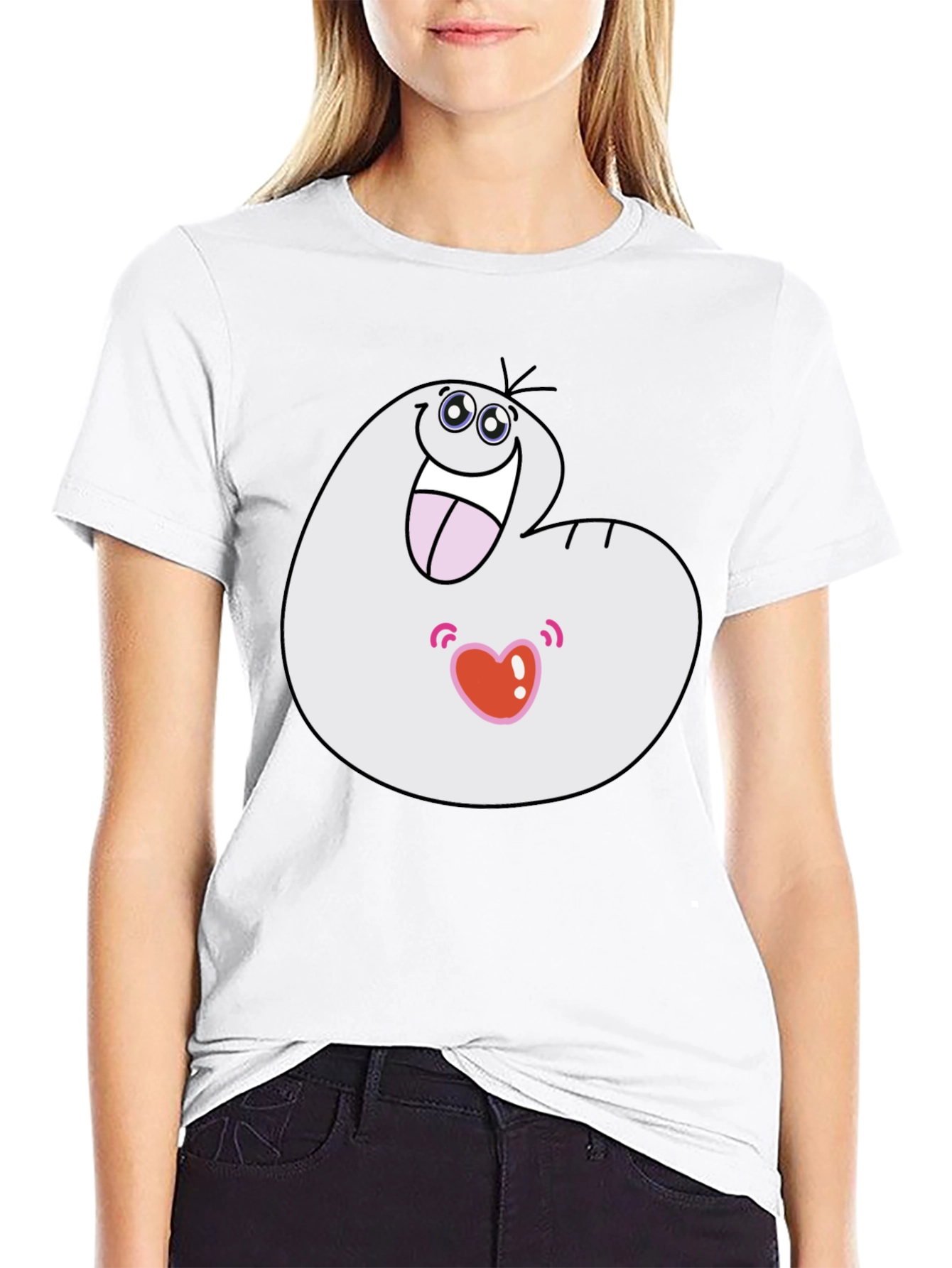 Funny Cartoon Character Graphic T-Shirt - Black