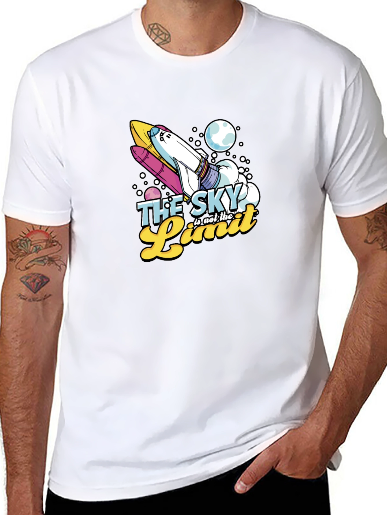 Skys the Limit Space Rocket Graphic T-Shirt