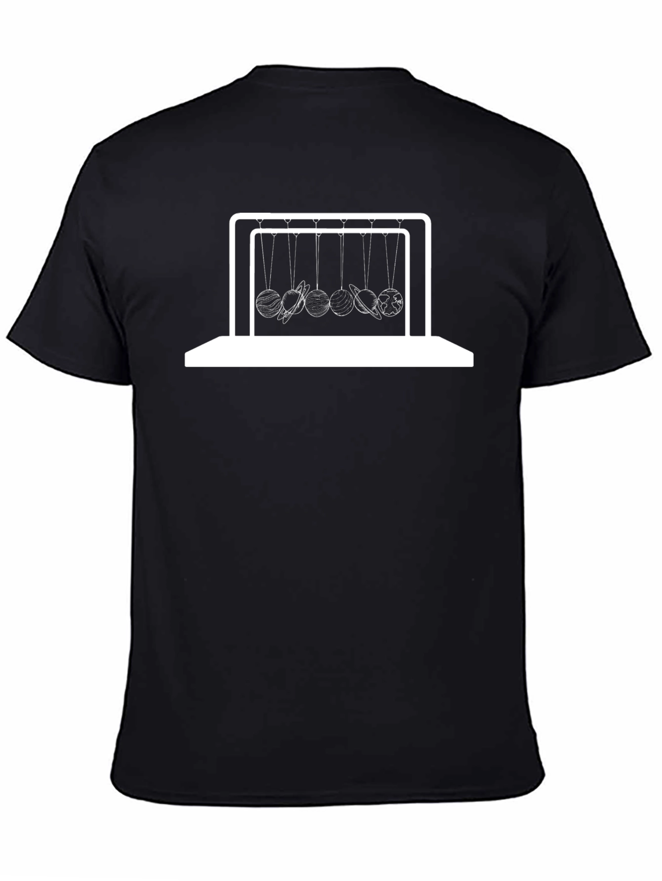 Newtons Cradle Planets T-Shirt - Black Graphic Tee