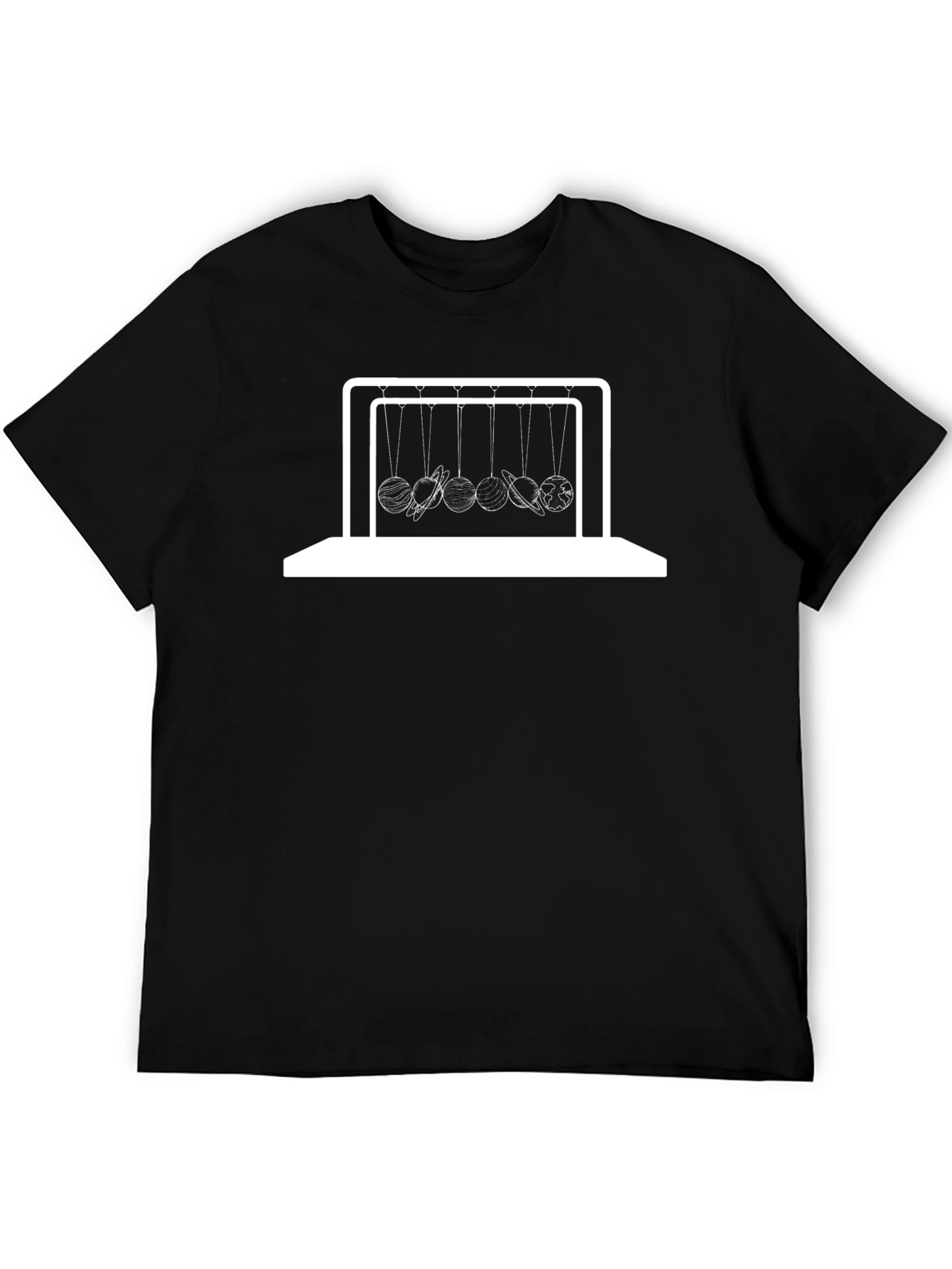 Newtons Cradle Planets T-Shirt - Black Graphic Tee
