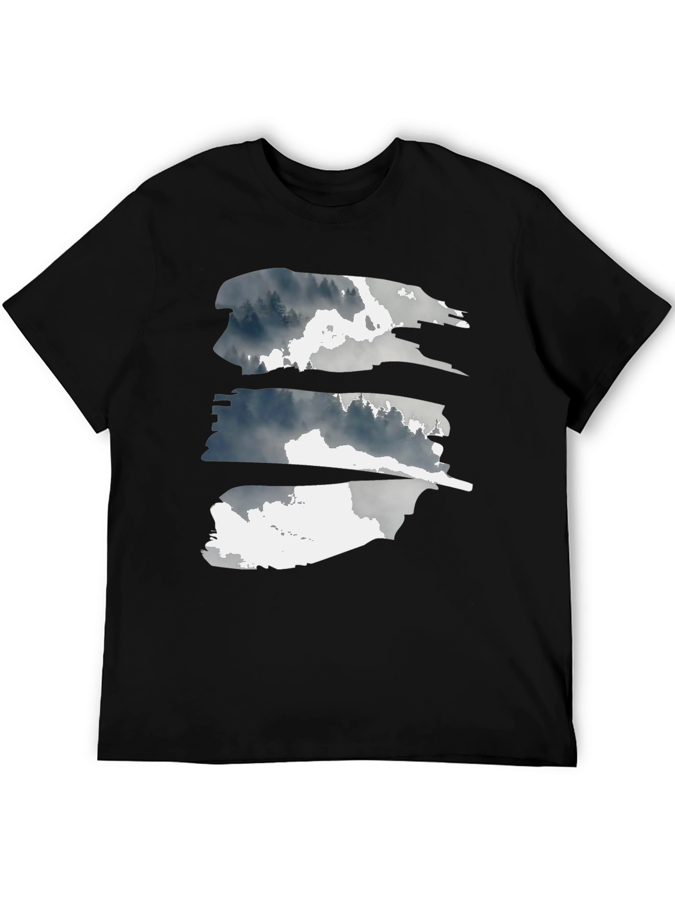Abstract Forest Graphic Tee - Black Cotton T-Shirt