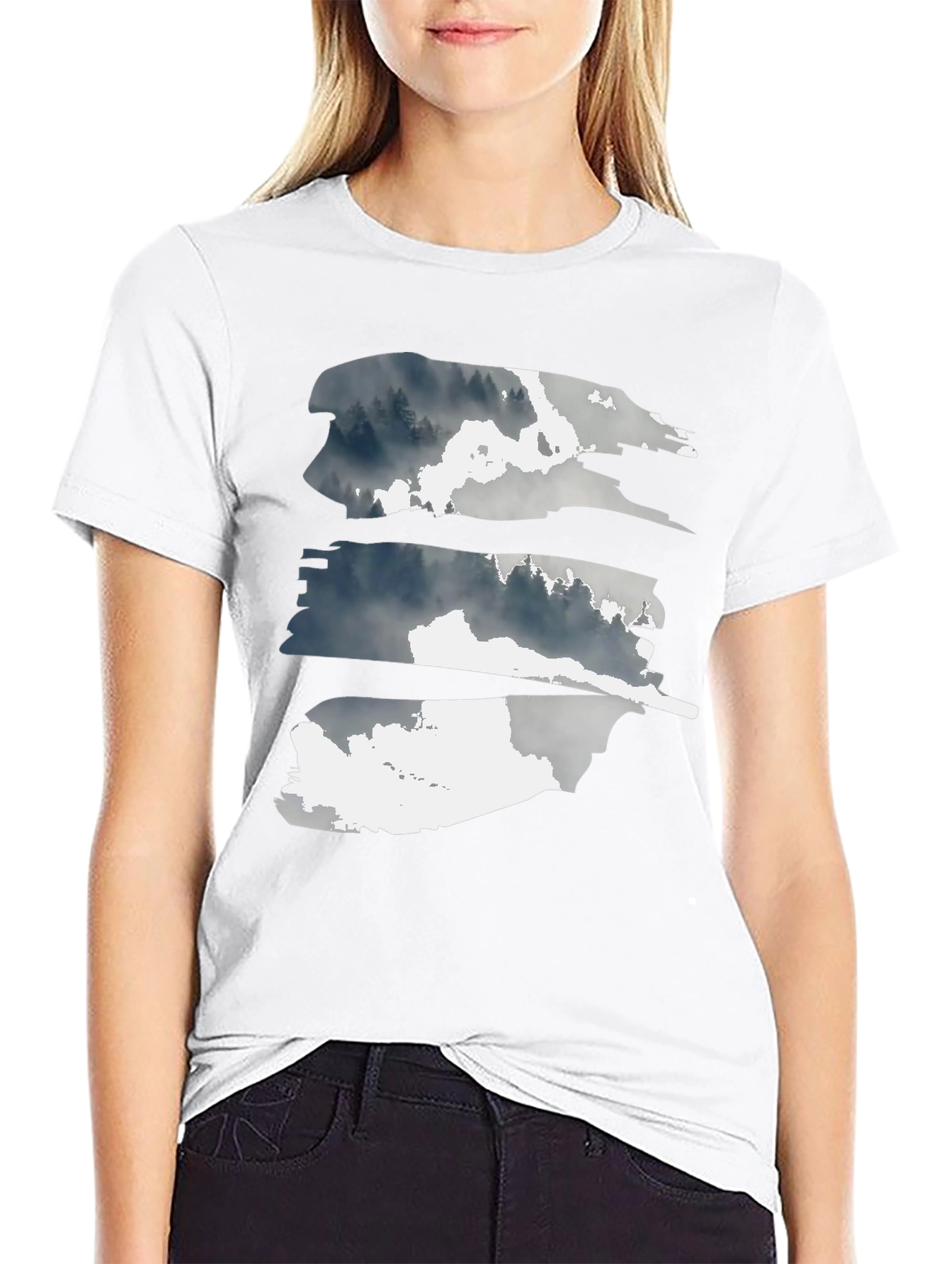 Abstract Forest Graphic Tee - Black Cotton T-Shirt