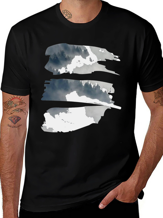 Abstract Forest Graphic Tee - Black Cotton T-Shirt