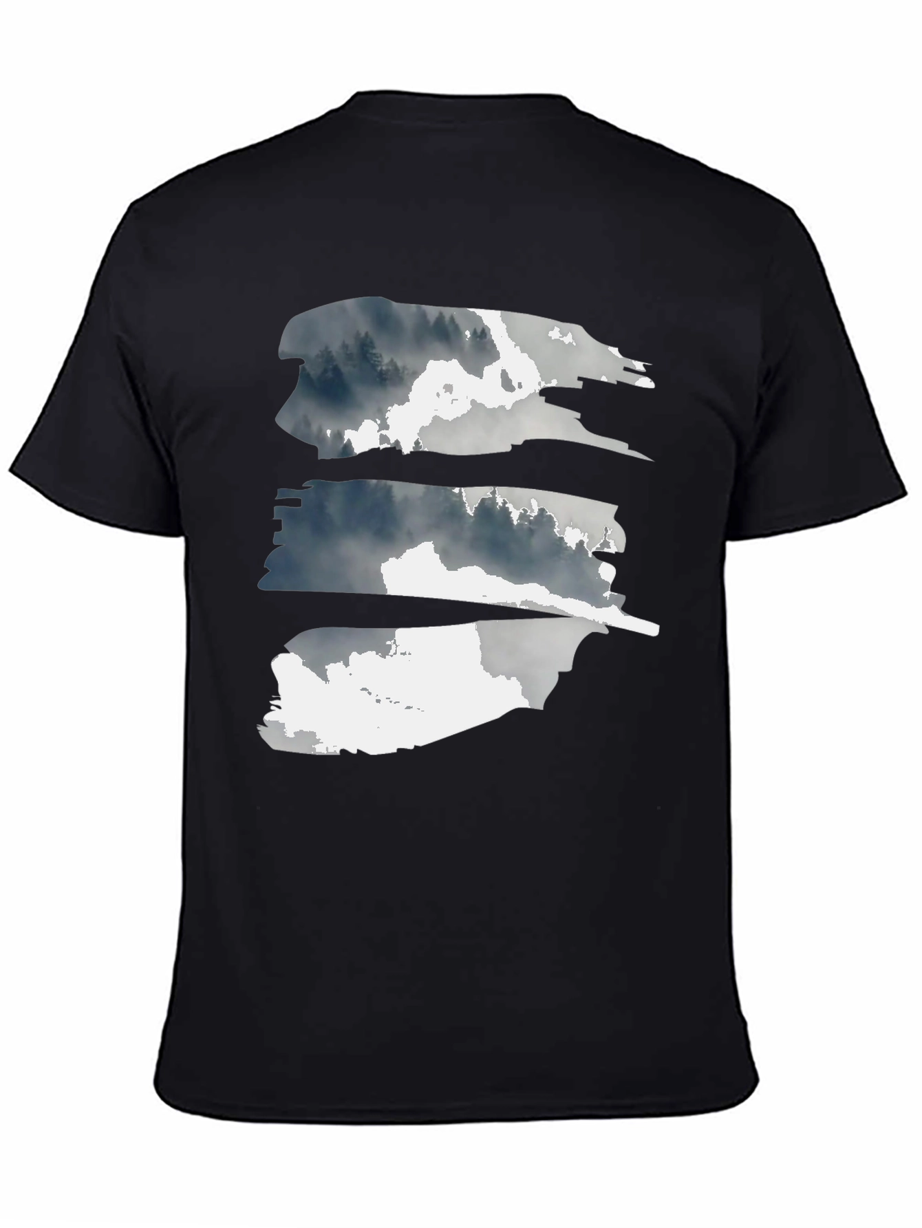 Abstract Forest Graphic Tee - Black Cotton T-Shirt
