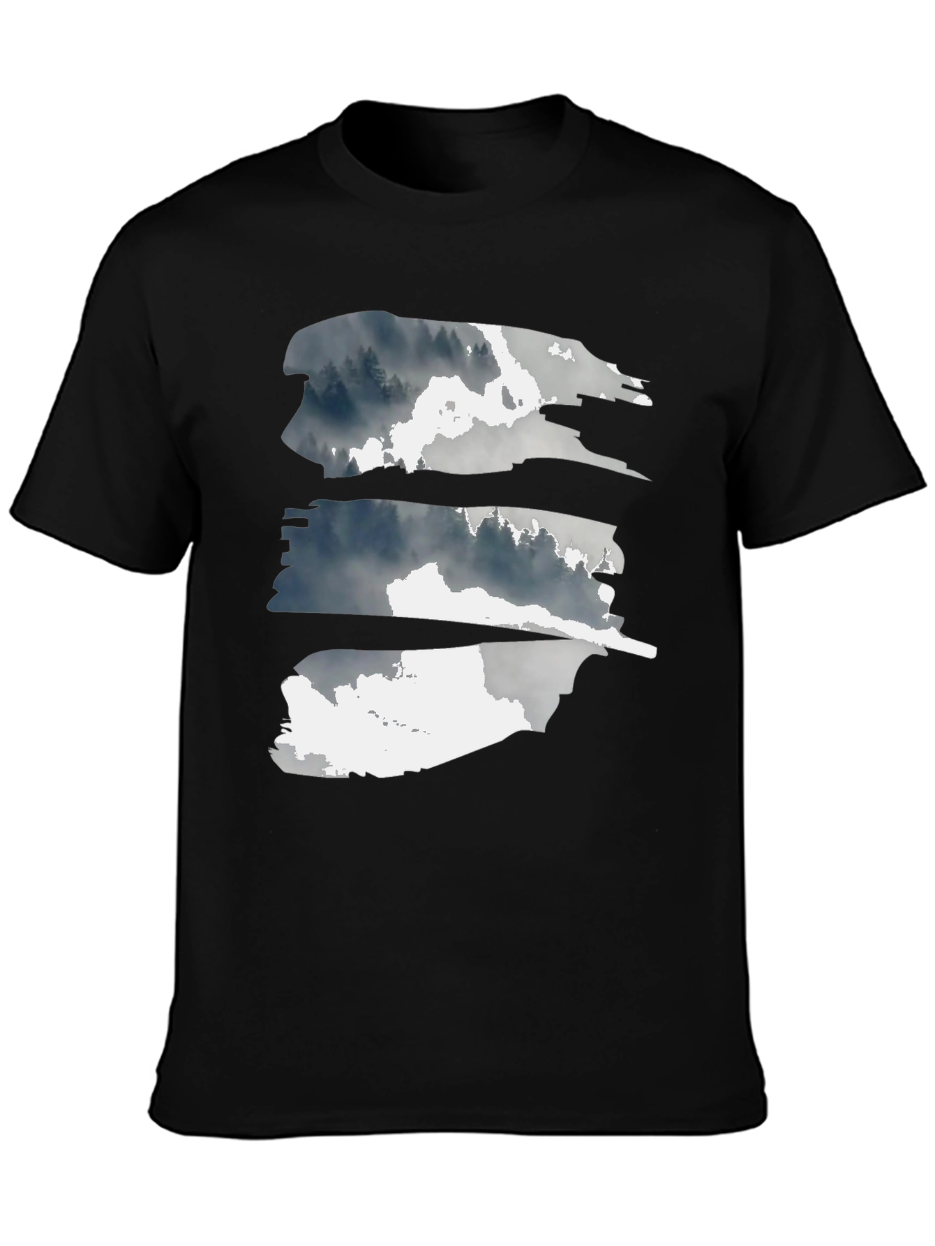 Abstract Forest Graphic Tee - Black Cotton T-Shirt