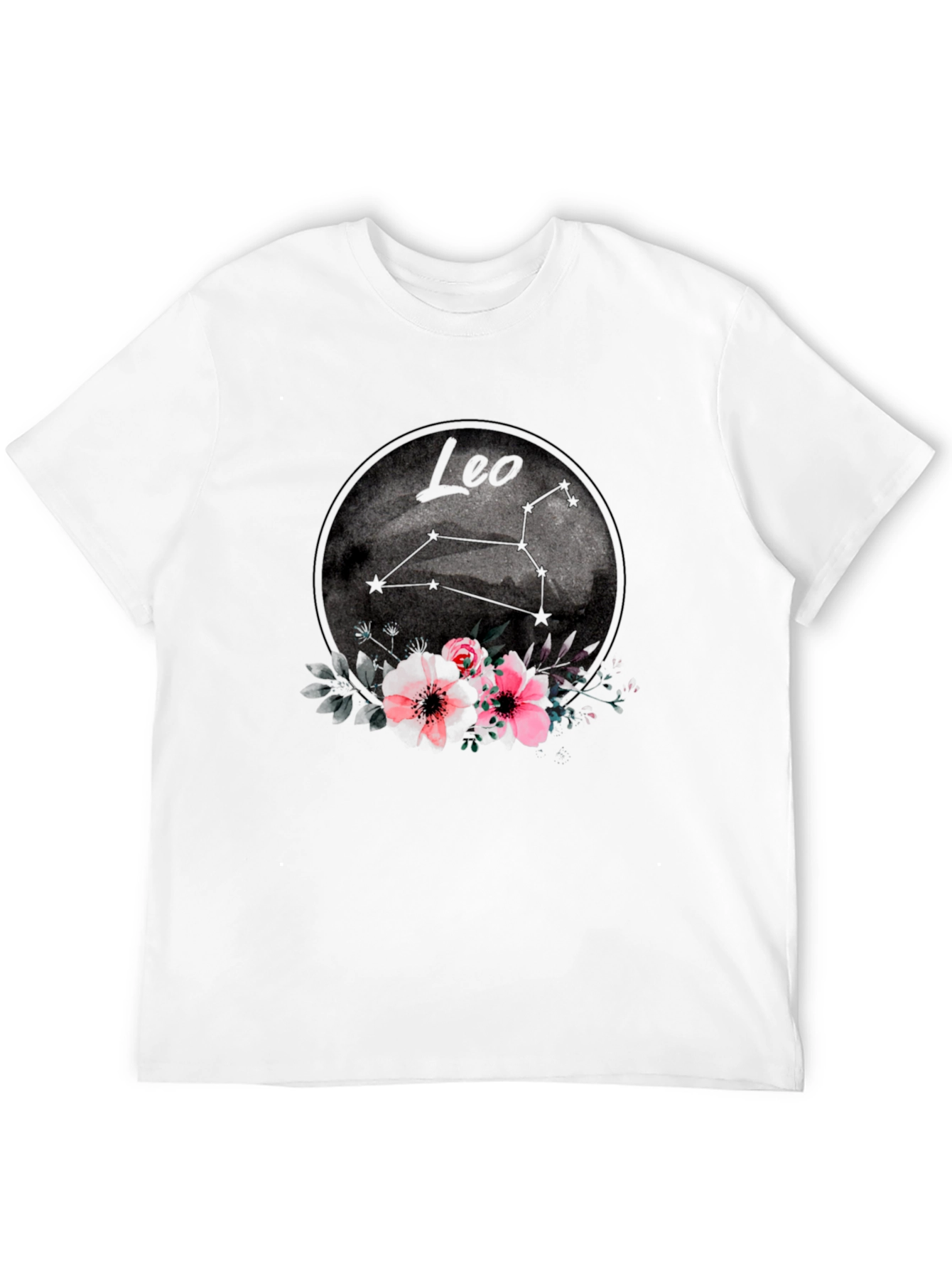 Leo Zodiac Sign Floral Graphic T-Shirt