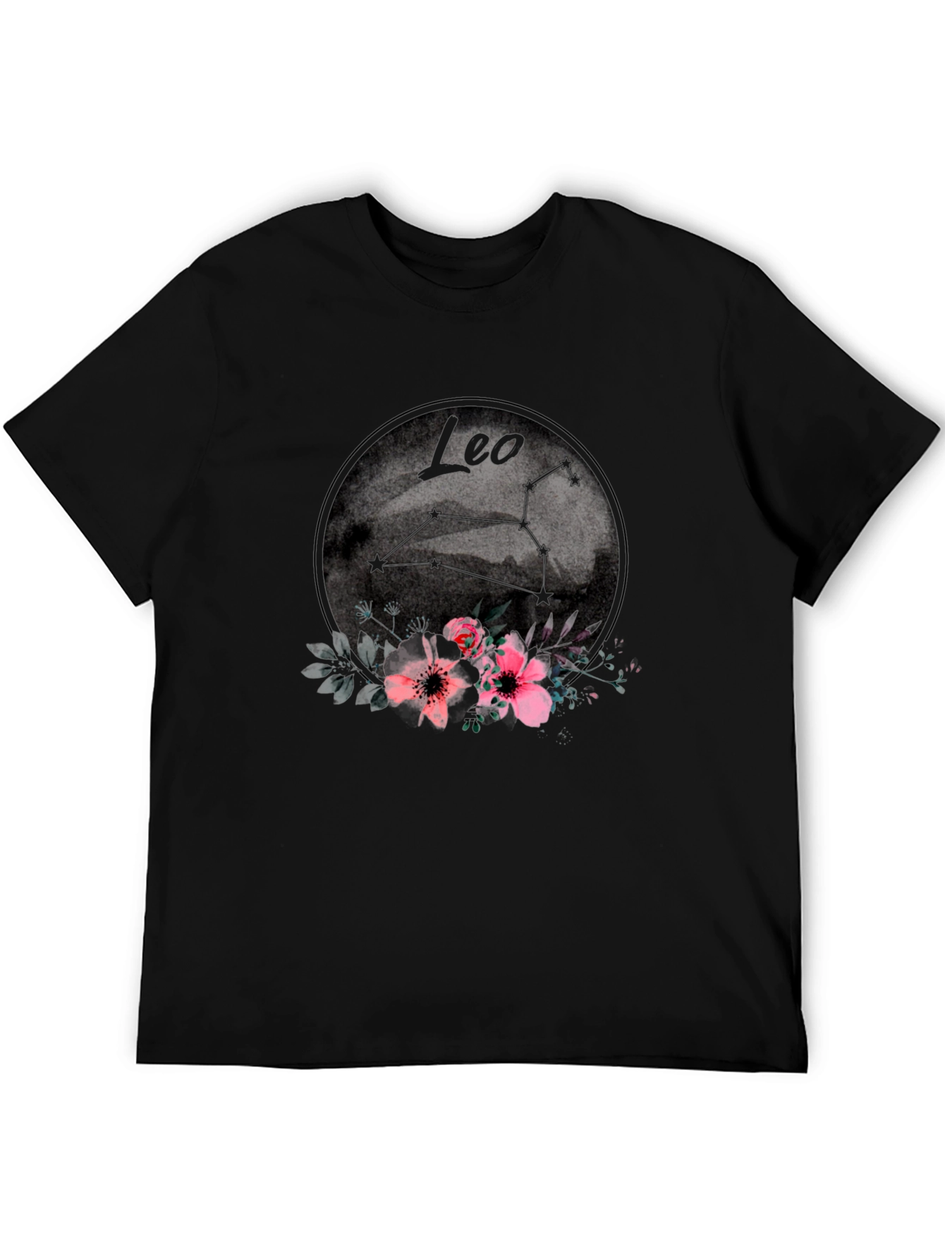 Leo Zodiac Sign Floral Graphic T-Shirt