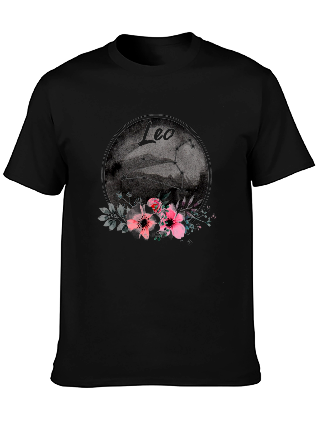 Leo Zodiac Sign Floral Graphic T-Shirt