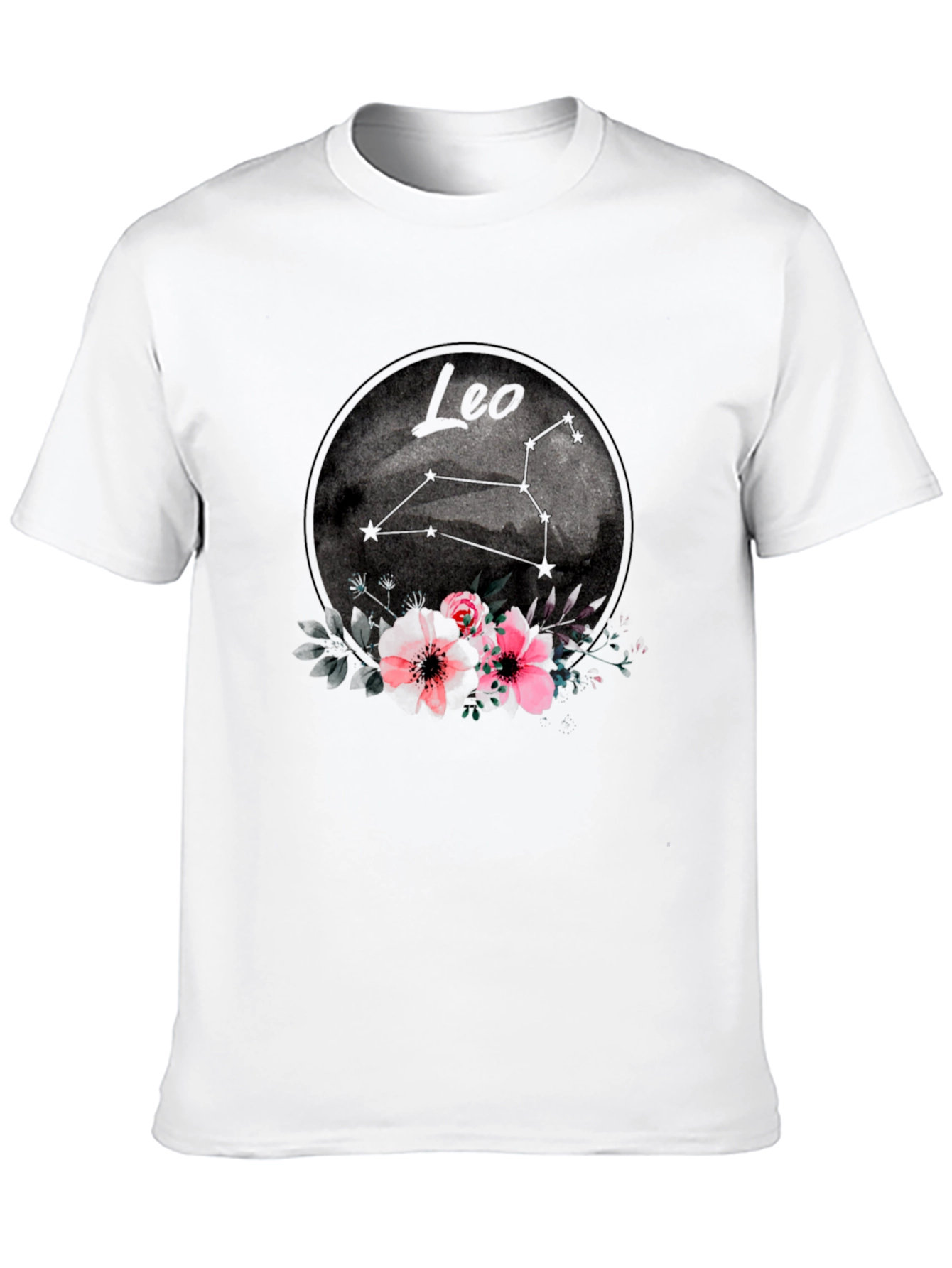 Leo Zodiac Sign Floral Graphic T-Shirt