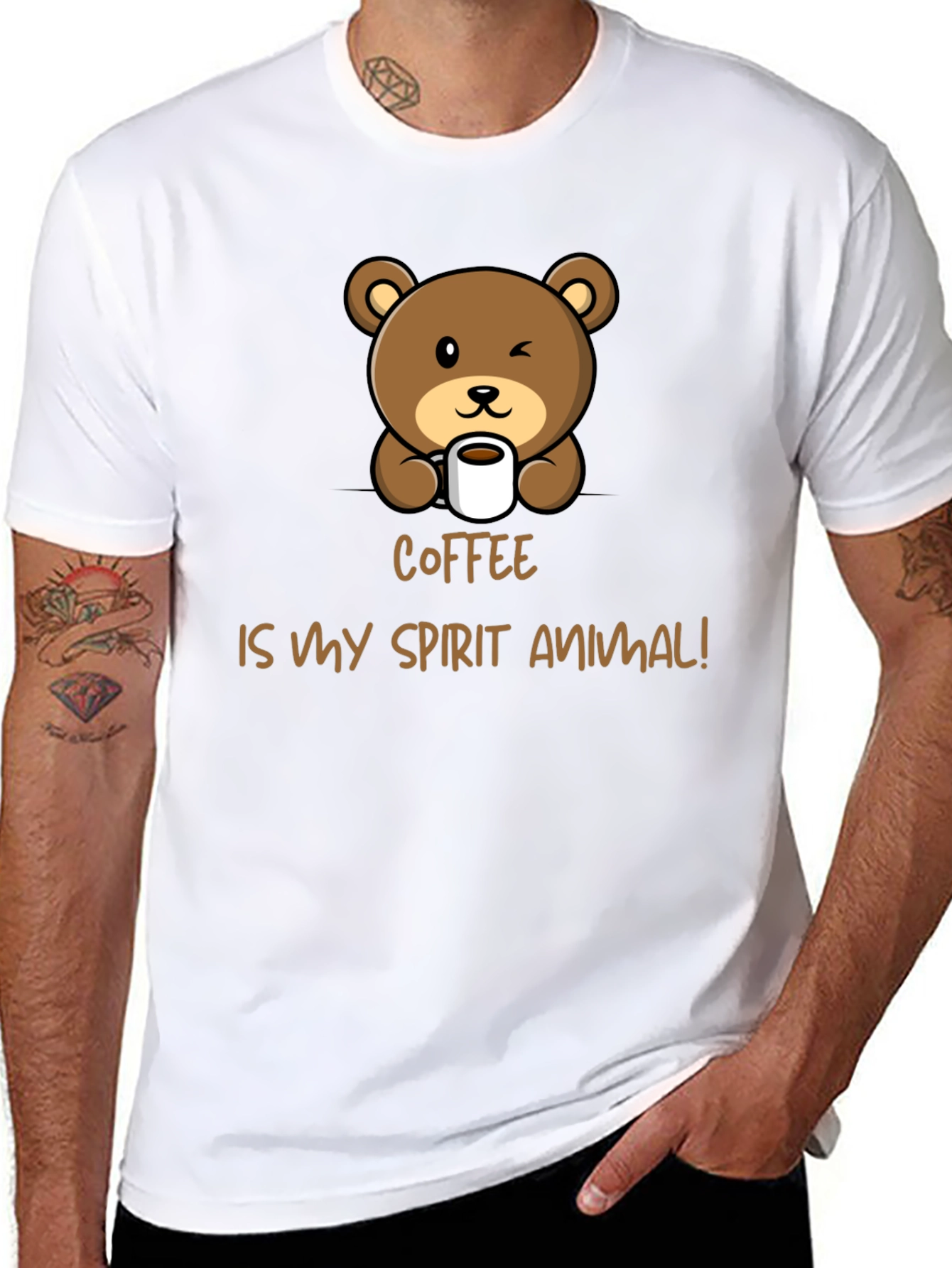 Coffee is My Spirit Animal Bear Graphic Tee