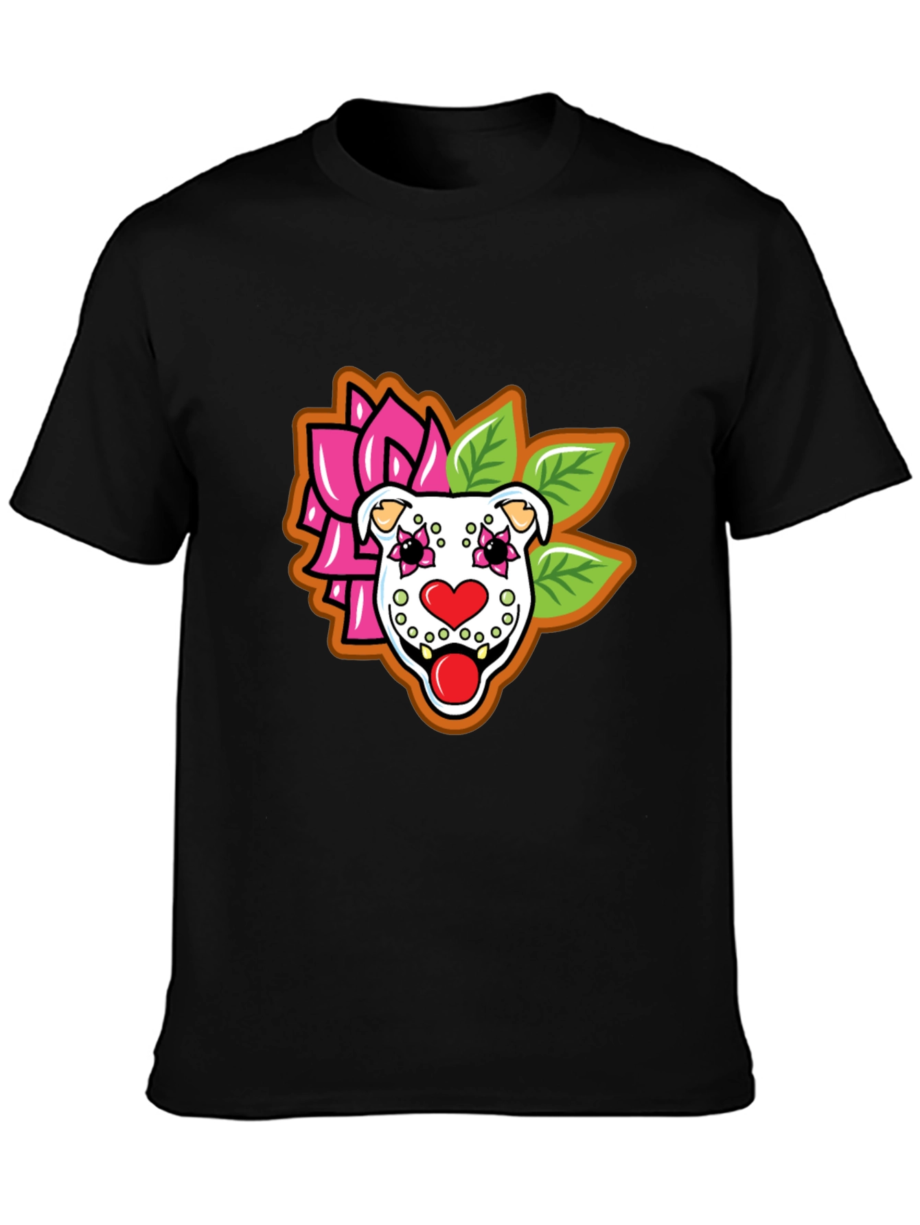Sugar Skull Pitbull Graphic Tee - Black