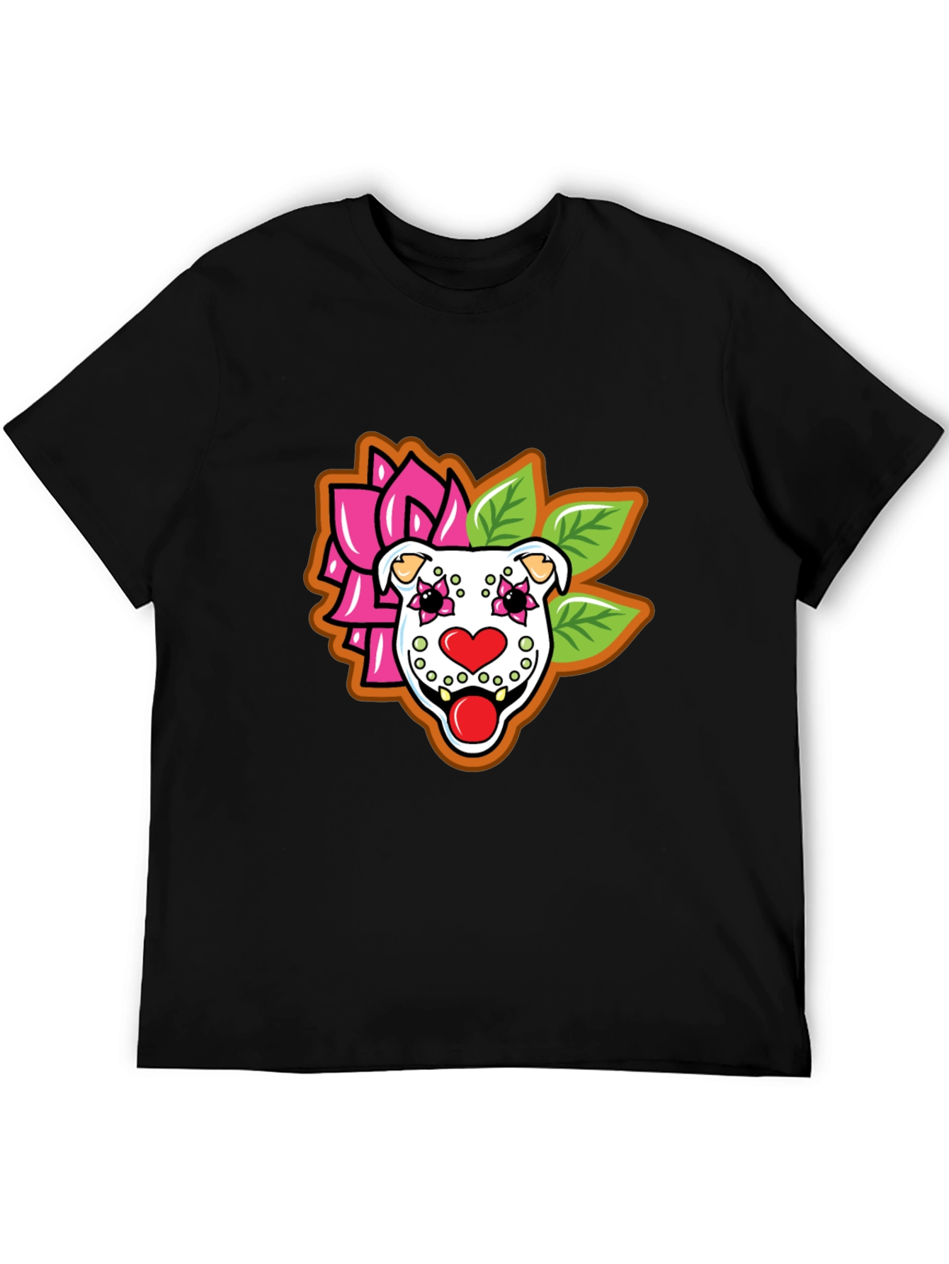 Sugar Skull Pitbull Graphic Tee - Black