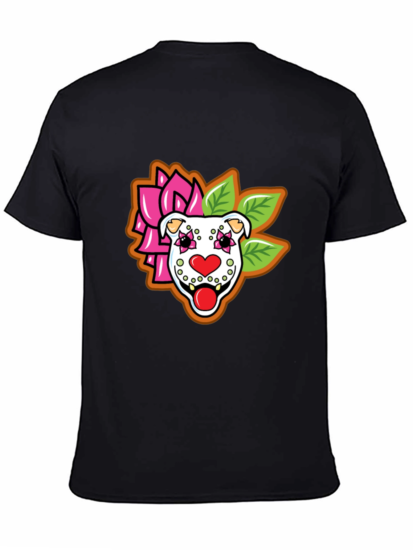 Sugar Skull Pitbull Graphic Tee - Black
