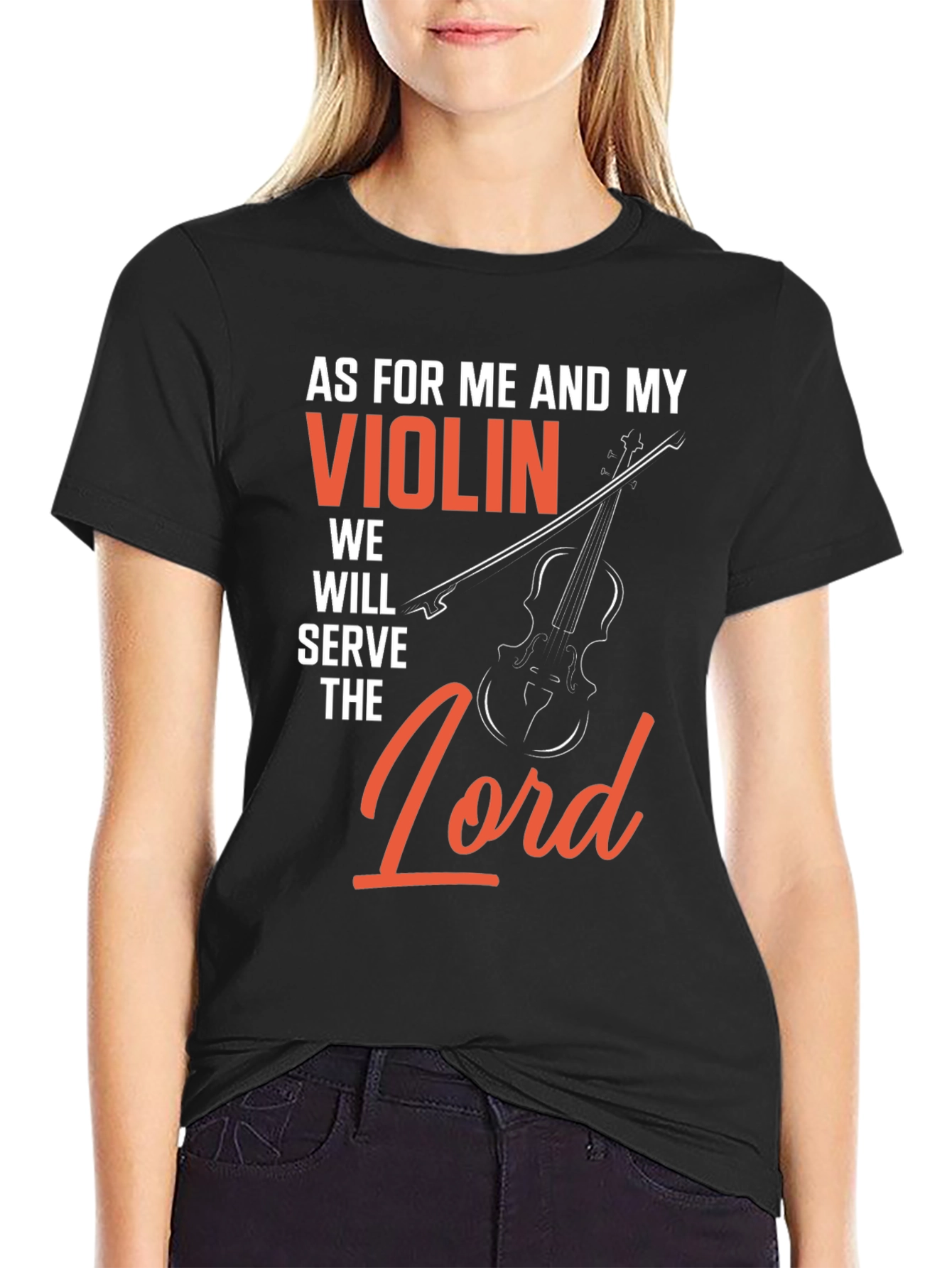 Violin Serve The Lord Graphic T-Shirt