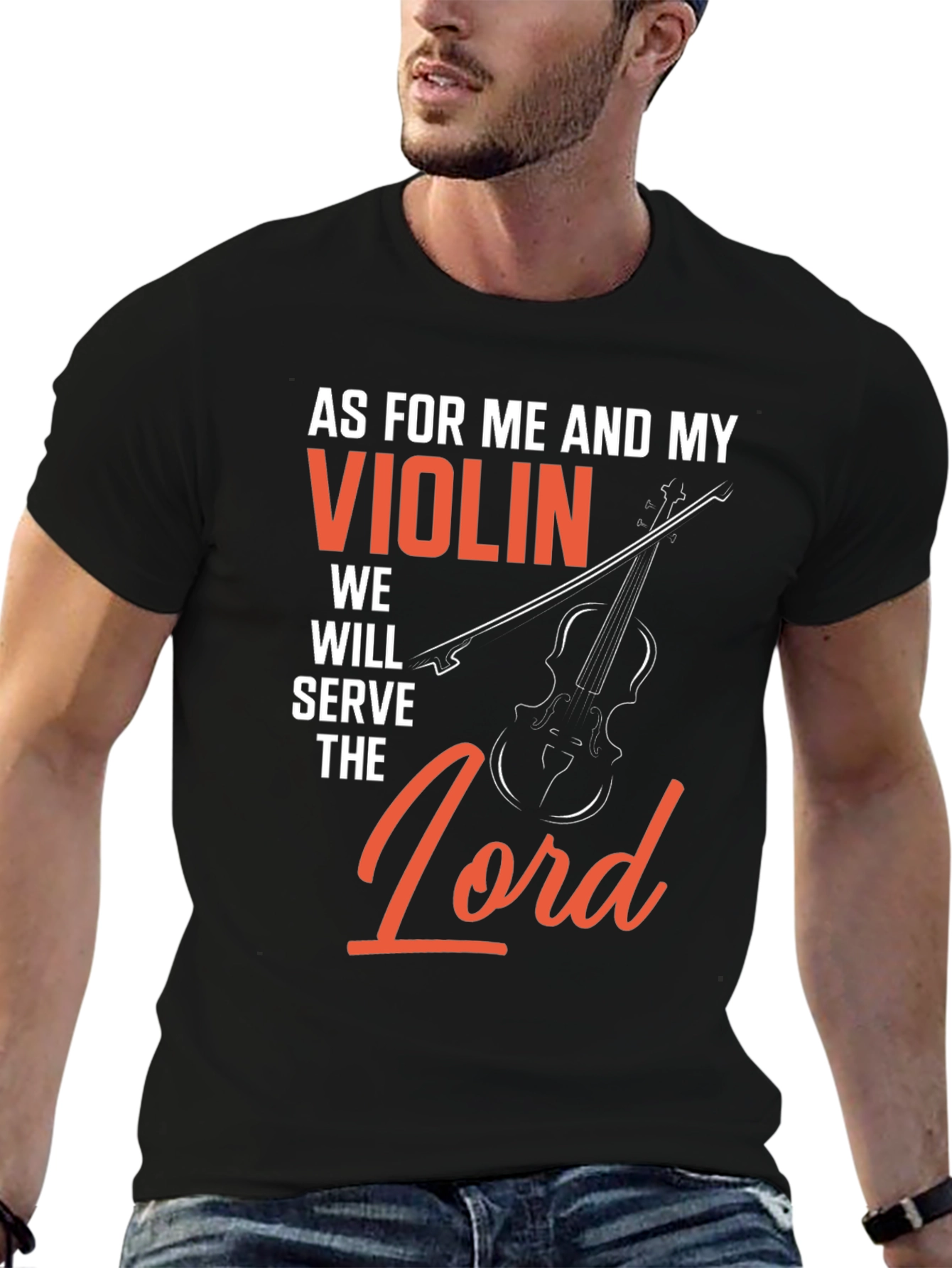 Violin Serve The Lord Graphic T-Shirt