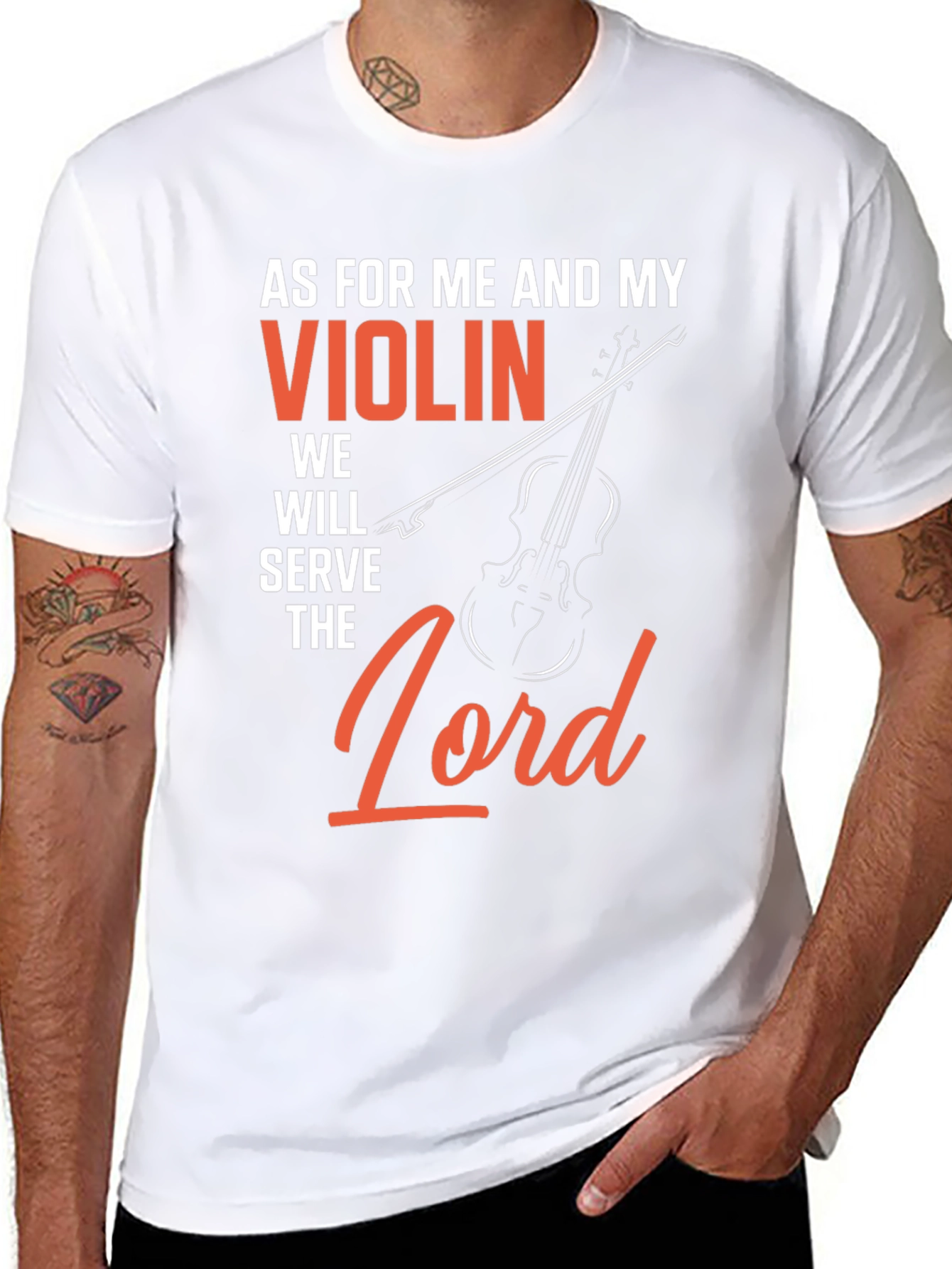 Violin Serve The Lord Graphic T-Shirt