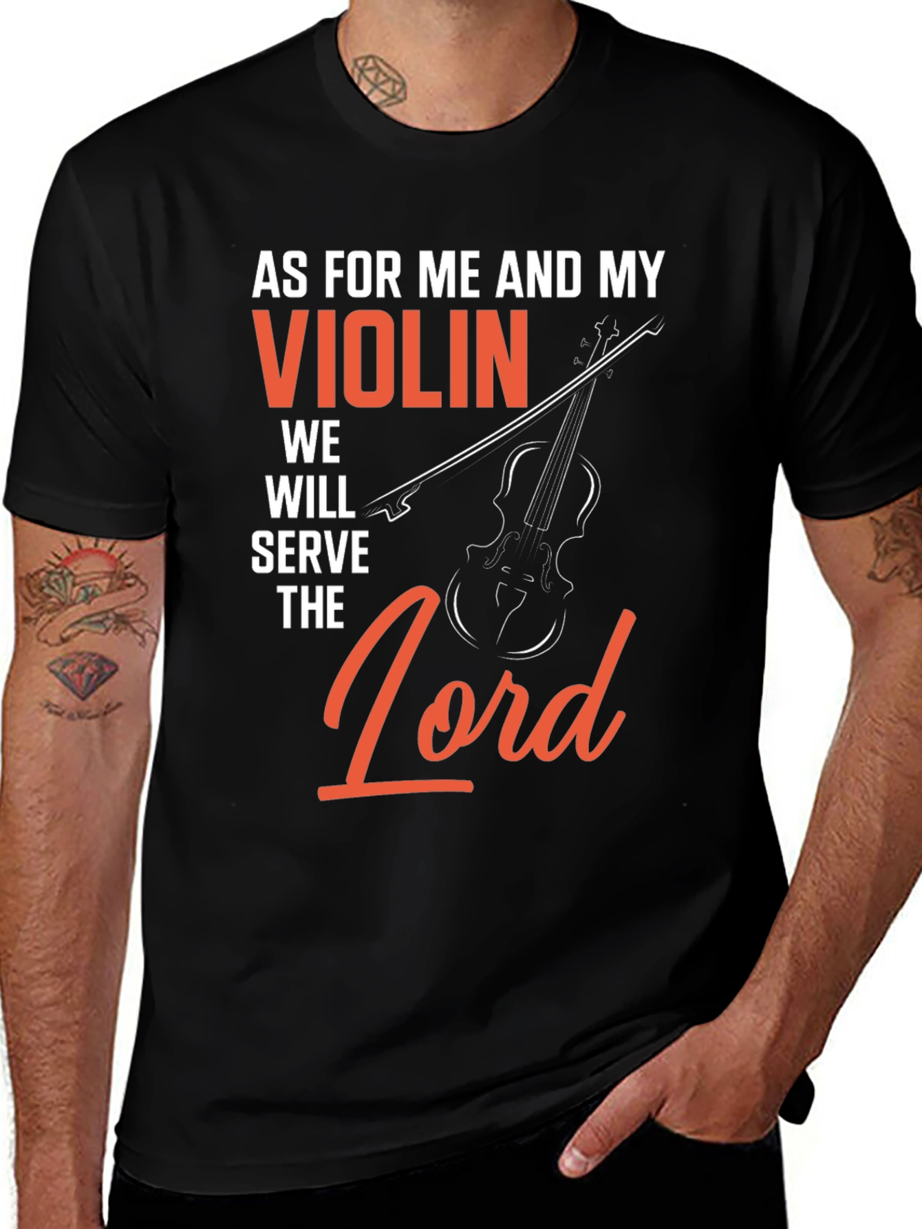 Violin Serve The Lord Graphic T-Shirt