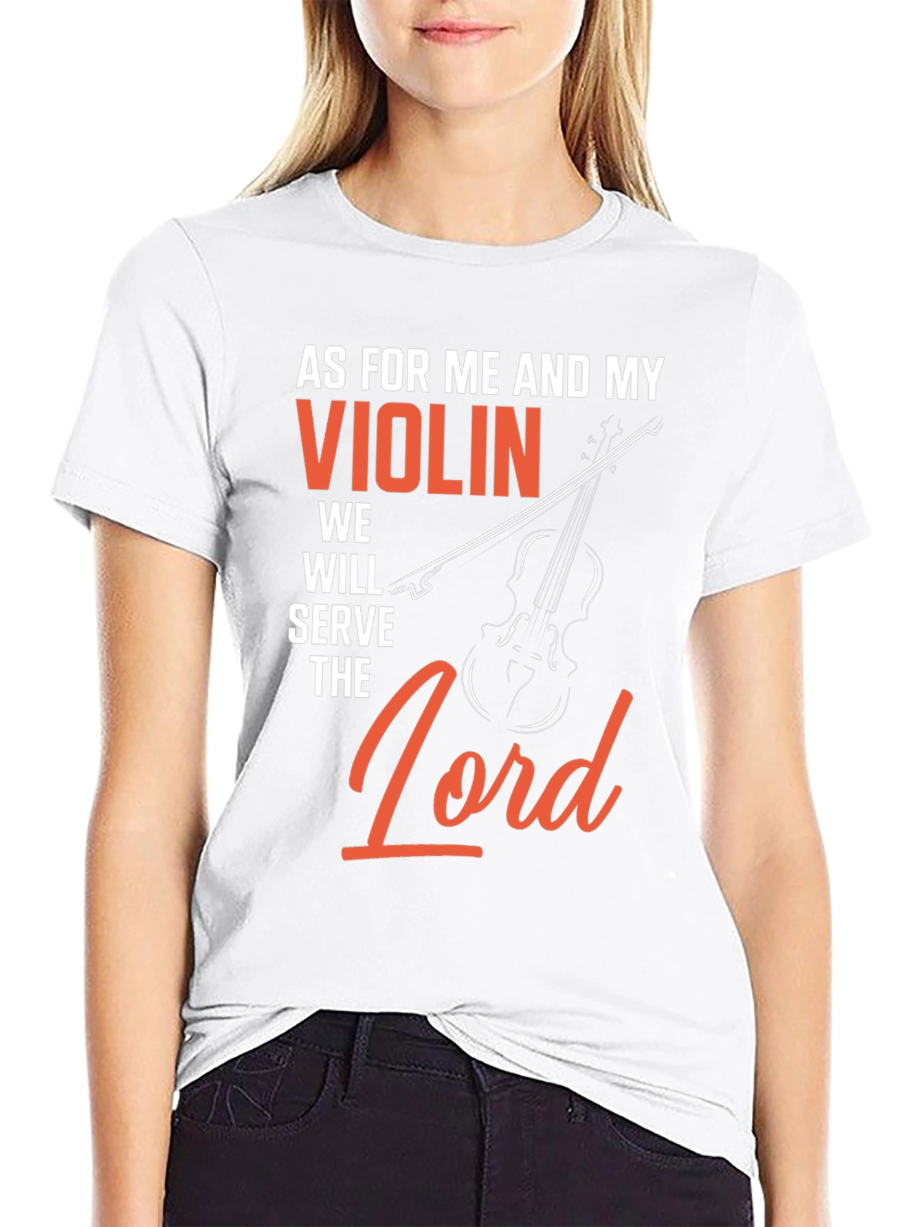 Violin Serve The Lord Graphic T-Shirt