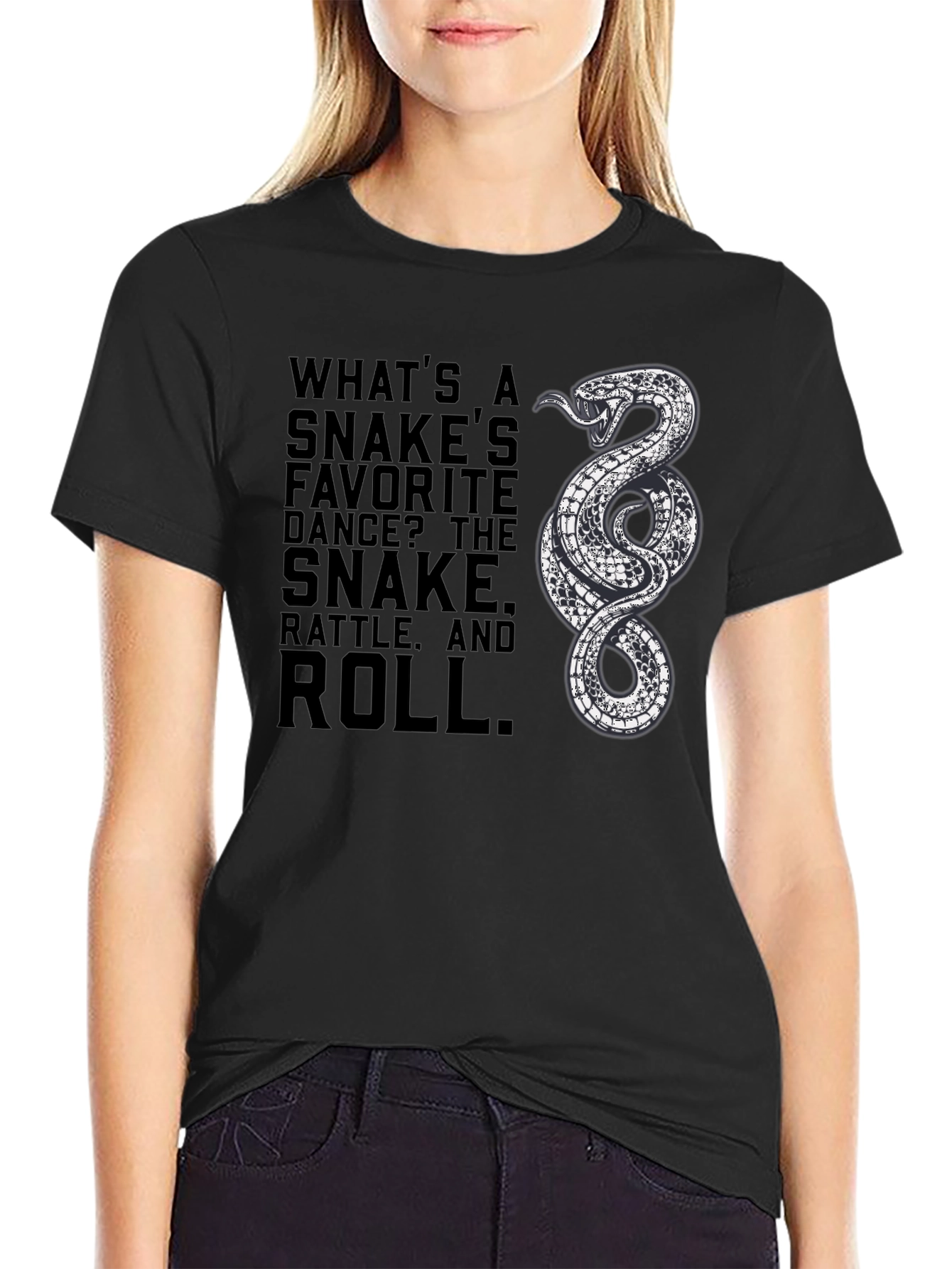 Snake Rattle and Roll Graphic Tee - Black