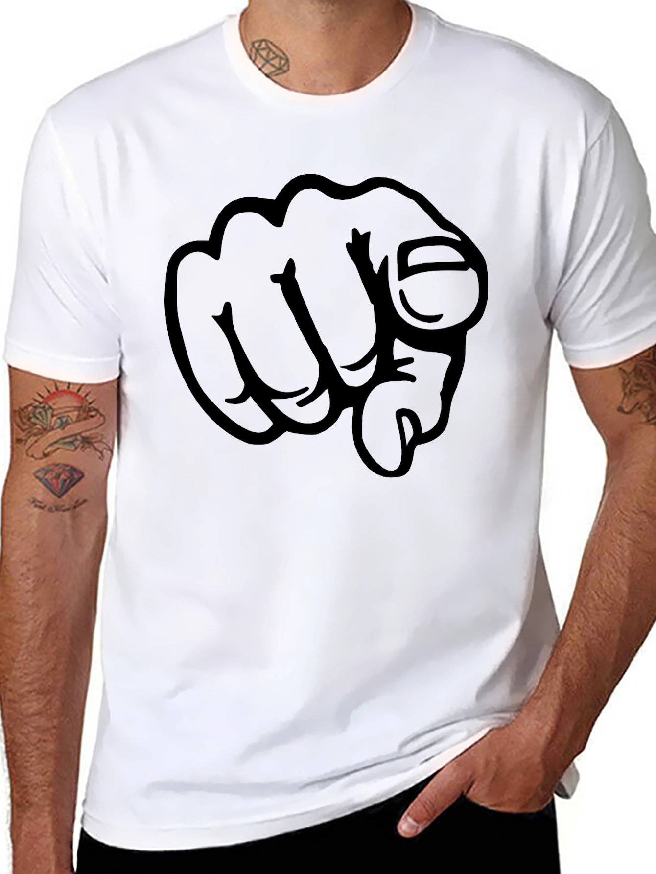 Pointing Finger Graphic Tee - Bold Design