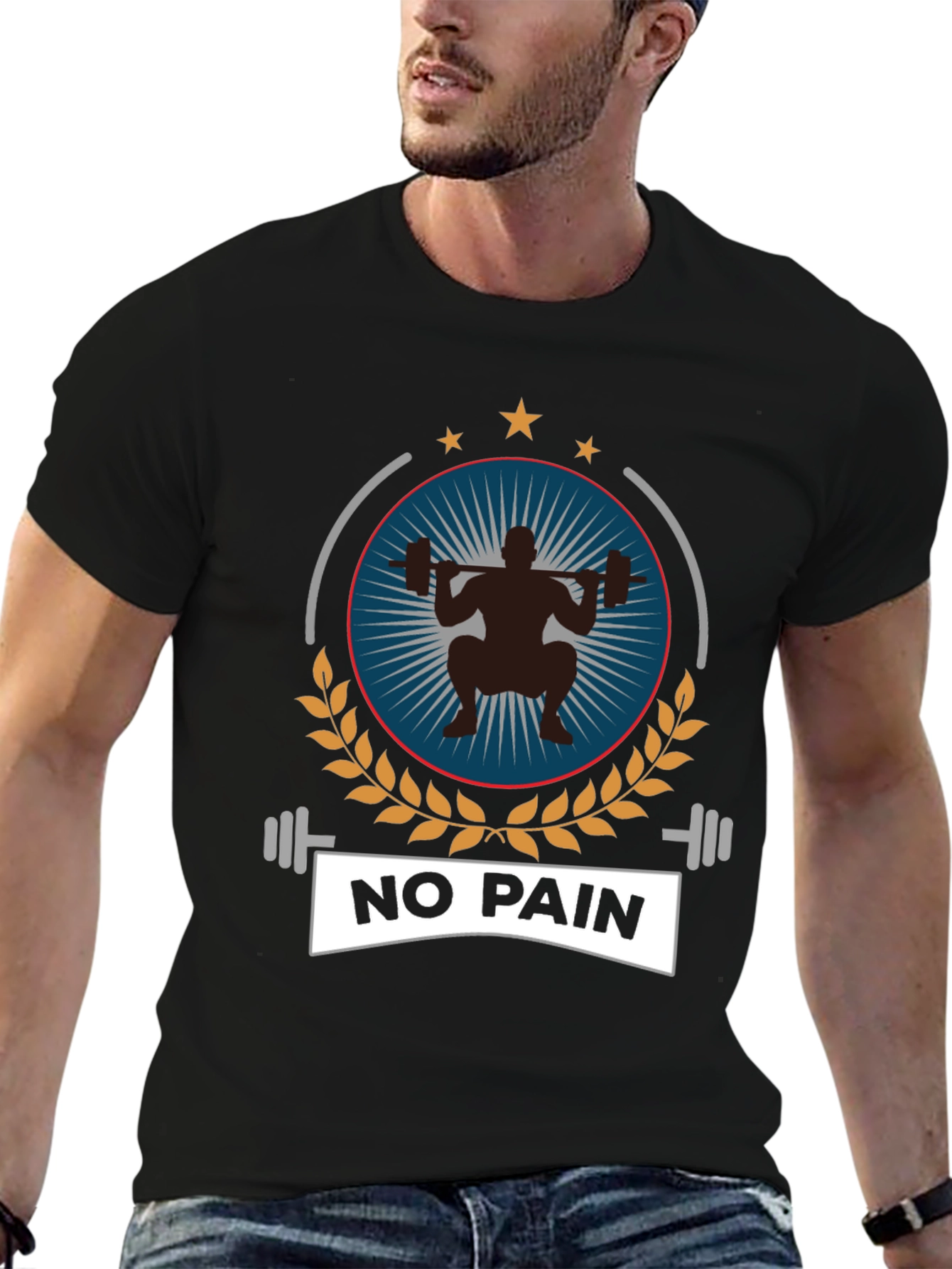 No Pain Gym T-Shirt Black Workout Fitness
