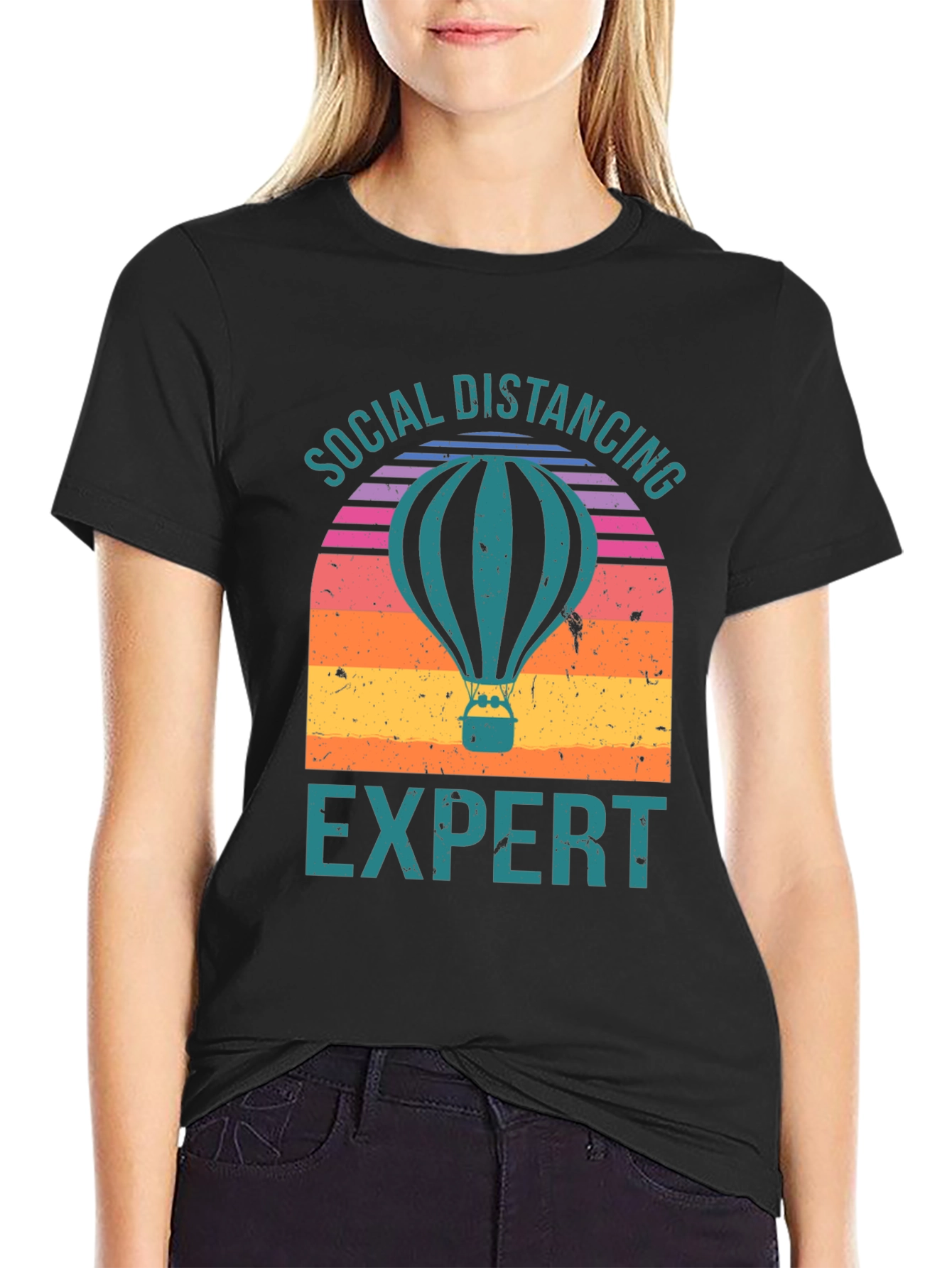 Social Distancing Expert Hot Air Balloon T-Shirt