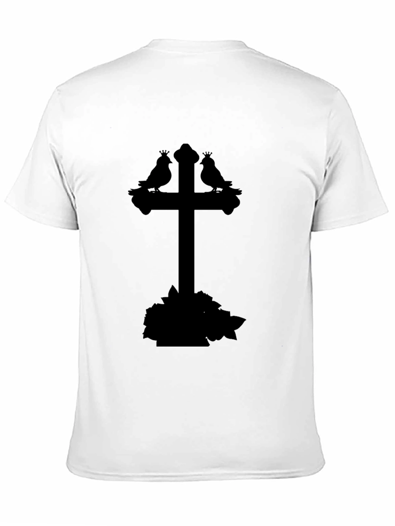 Gothic Bird Cross Tee - Stylish Unisex Black T-Shirt