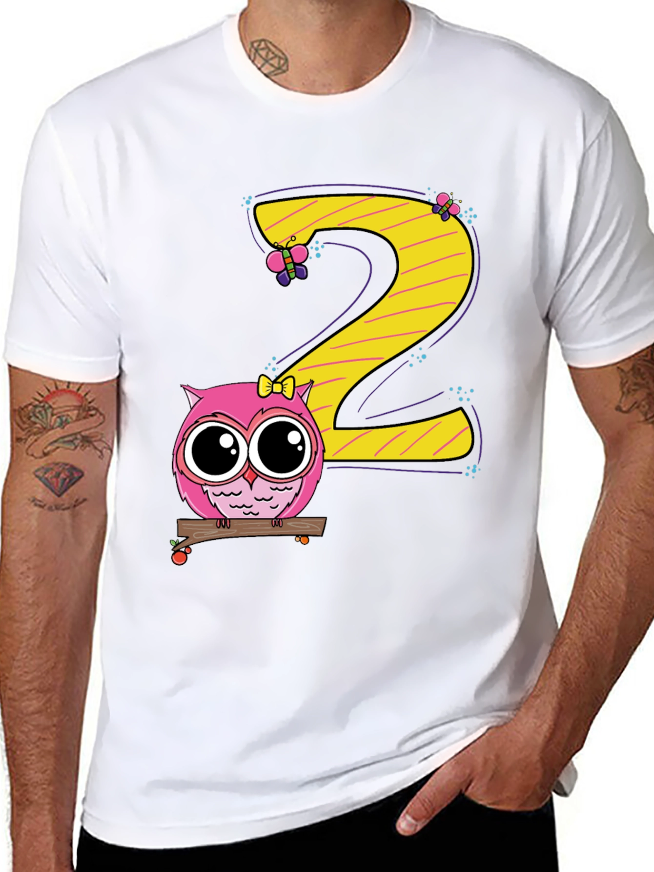 Cute Owl 2nd Birthday Black T-Shirt