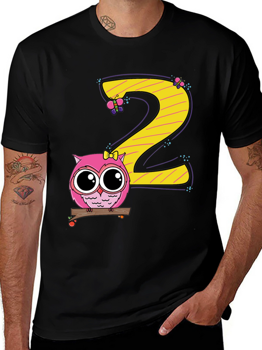 Cute Owl 2nd Birthday Black T-Shirt